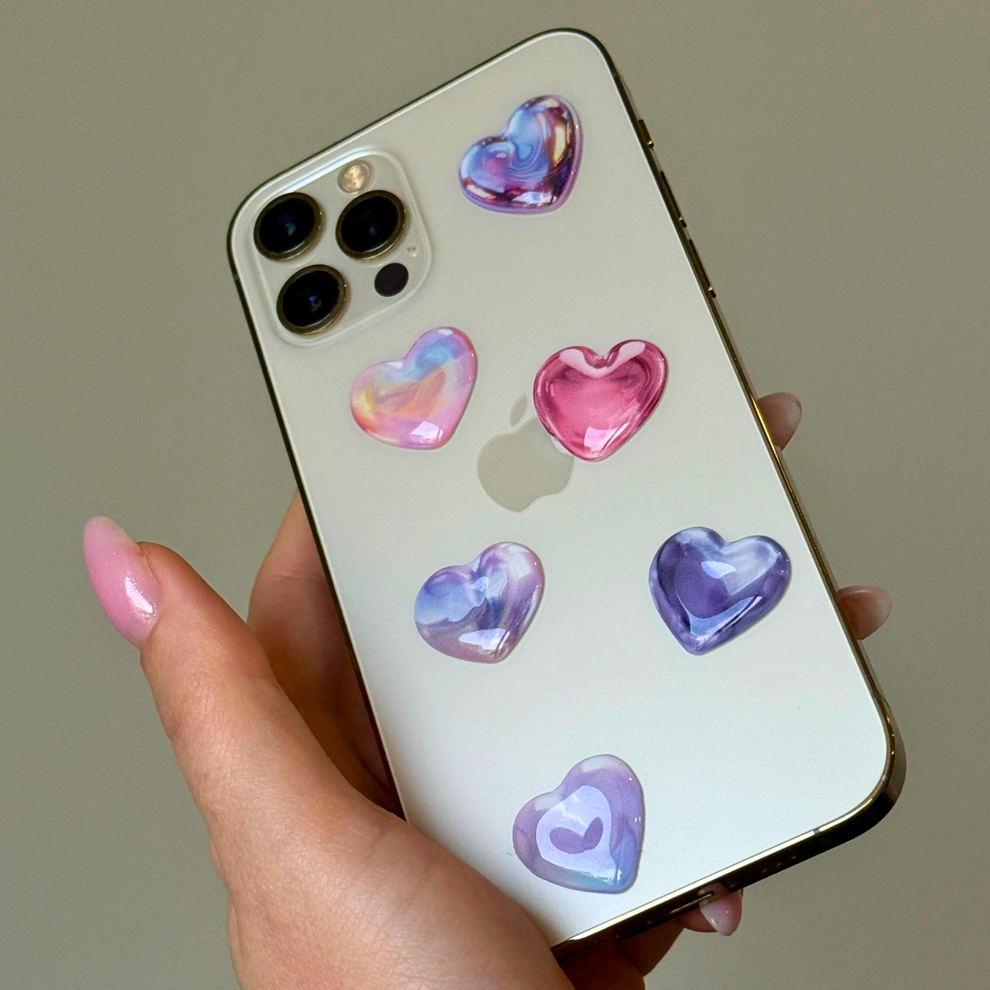 3D Glass Hearts sticker pack - მოცულობითი სტიკერების ნაკრები 6ც