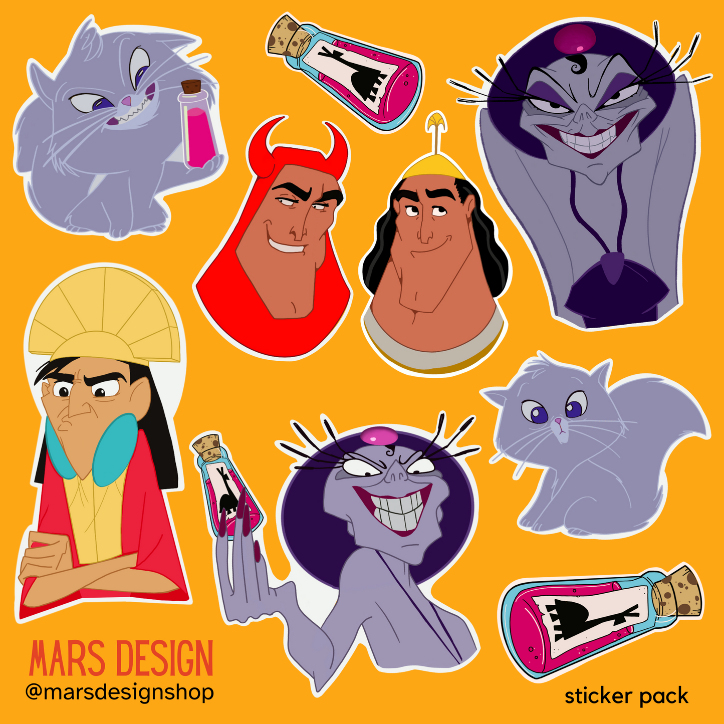 YZMA & Emperor Kuzco სტიკერების შეკვრა 9ც