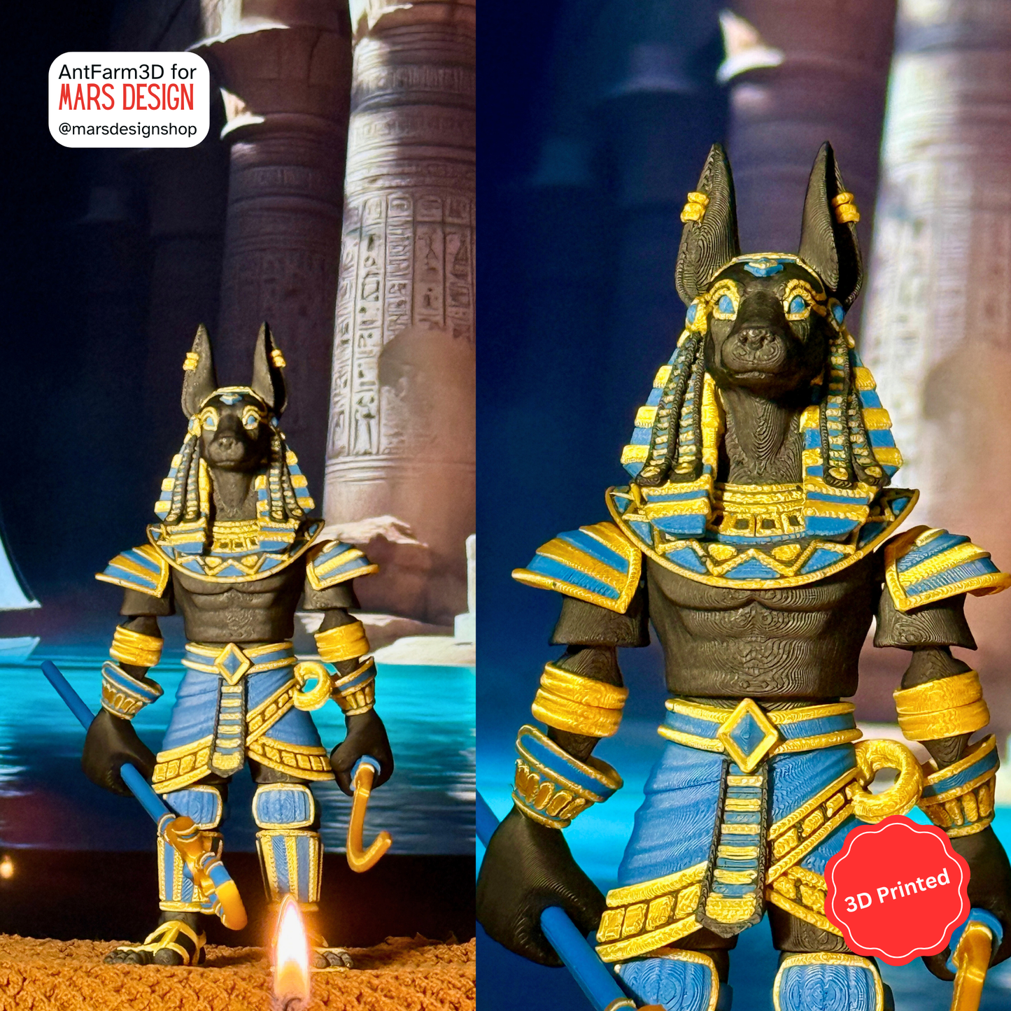 ⚔️ 3D დაბეჭდილი ანუბისის ფიგურა / 3D Printed Toy Anubis