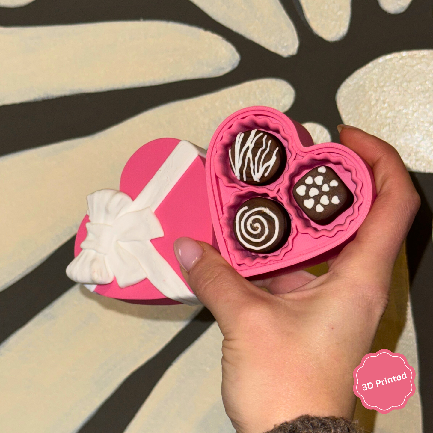 💝 3D დაბეჭდილი შოკოლადის ქლიქერები გულის ფორმის ყუთში ვარდისფერი / 3D Printed Chocolate clickers in Heart shaped box Pink