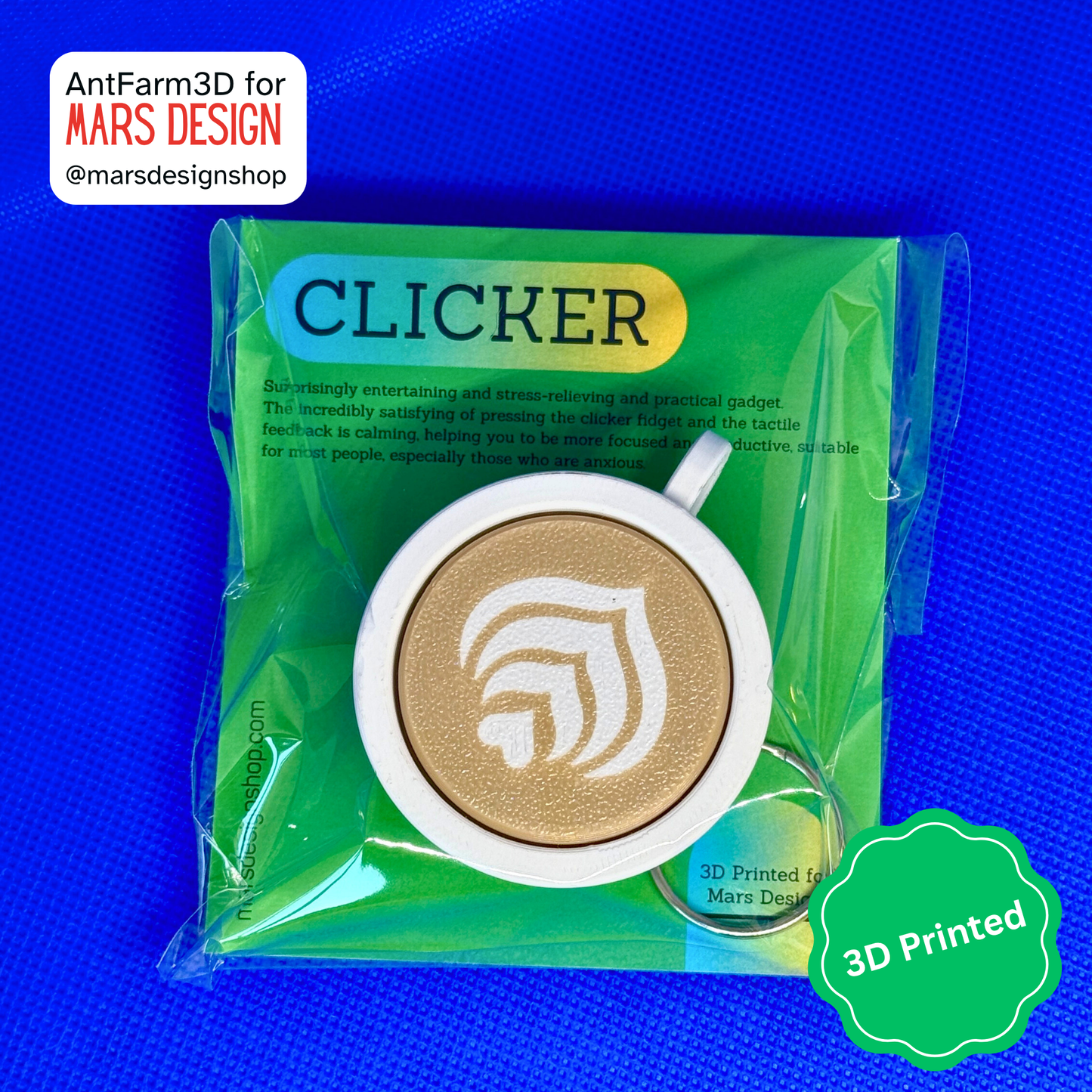 3D Printed კაპუჩინო ქლიქერი ბრელოკი / Cappuccino Fidget Clicker Keychain