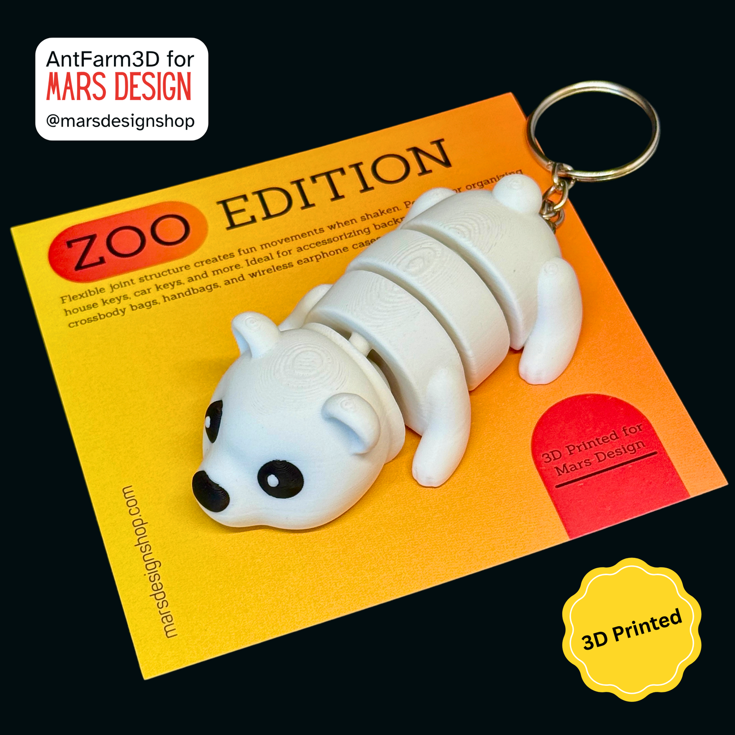 3D Printed პოლარული დათვი ბრელოკი / Polar Bear Keychain