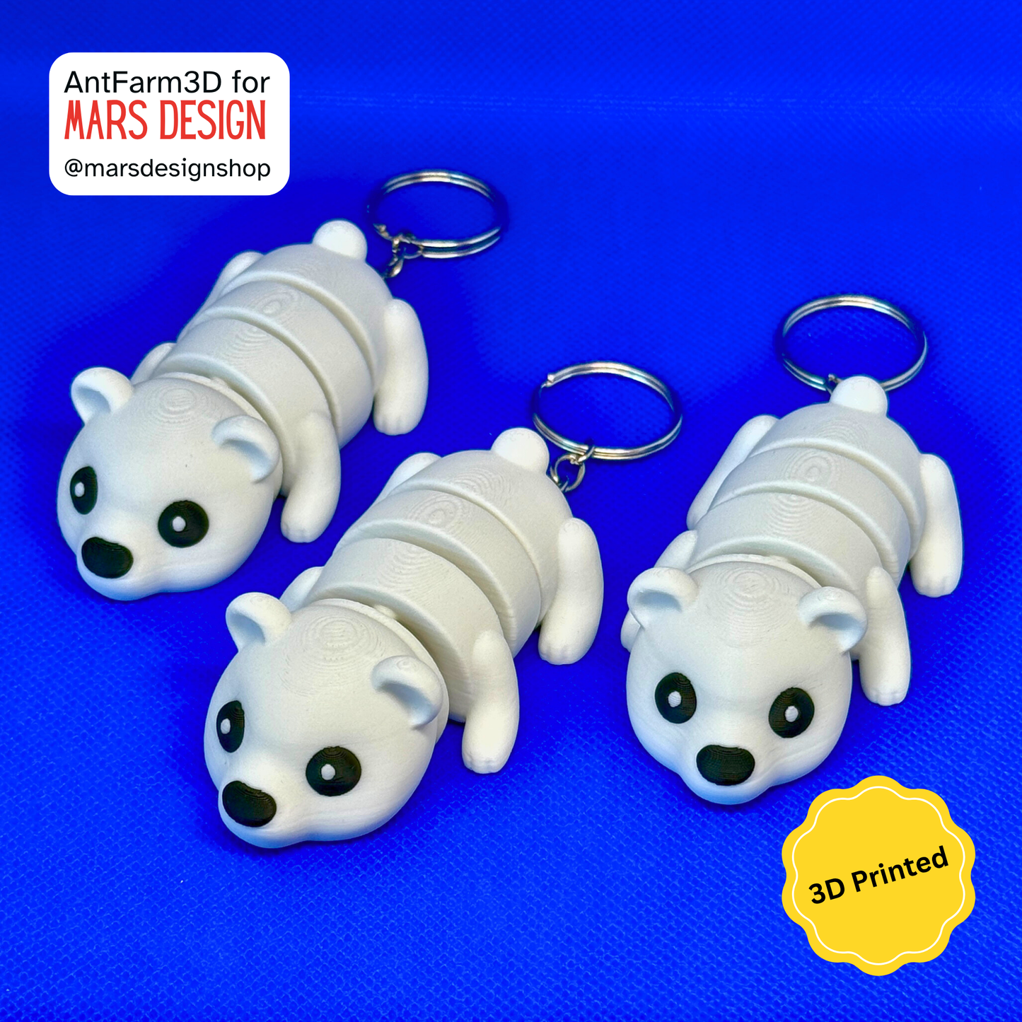 3D Printed პოლარული დათვი ბრელოკი / Polar Bear Keychain