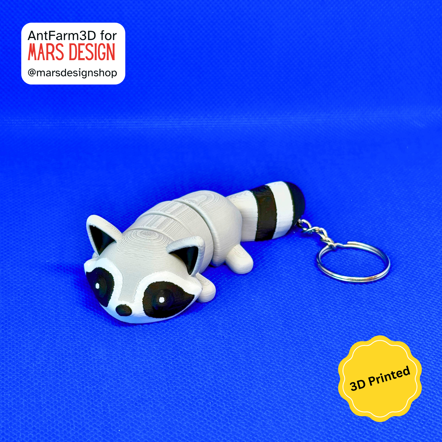 3D Printed ენოტი ბრელოკი / Racoon Keychain