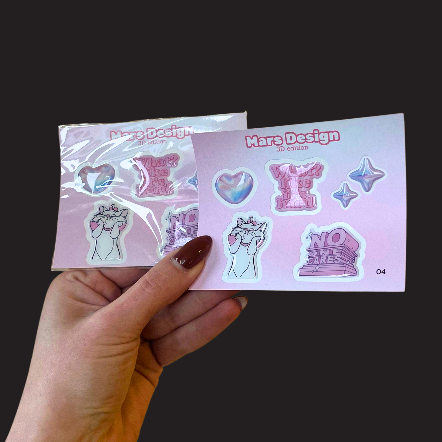 3D No One Cares sticker pack - მოცულობითი სტიკერები 6ც