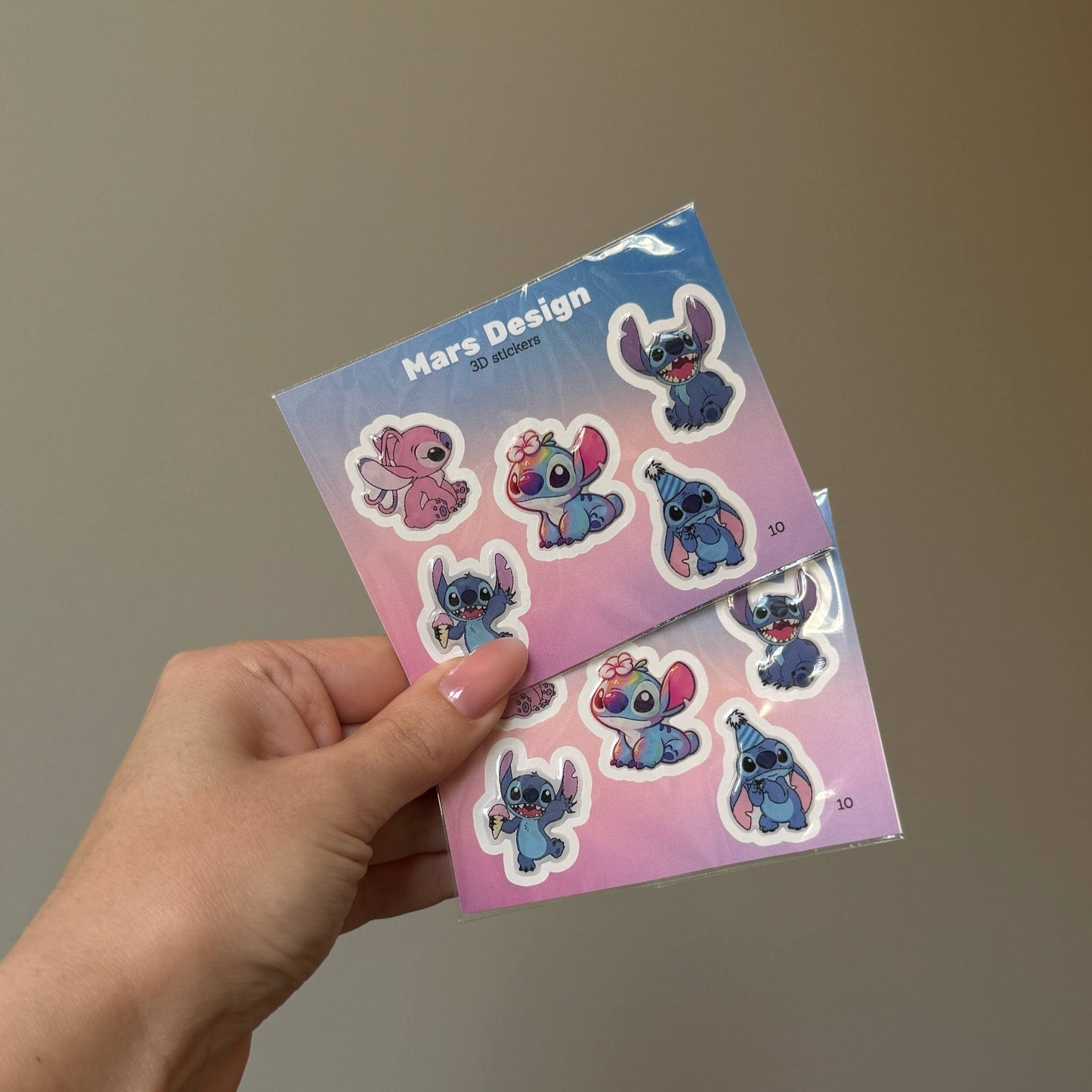 3D Stitch & Angel sticker pack ლილო და სტიჩი 3D მოცულობითი სტიკერები 5ც