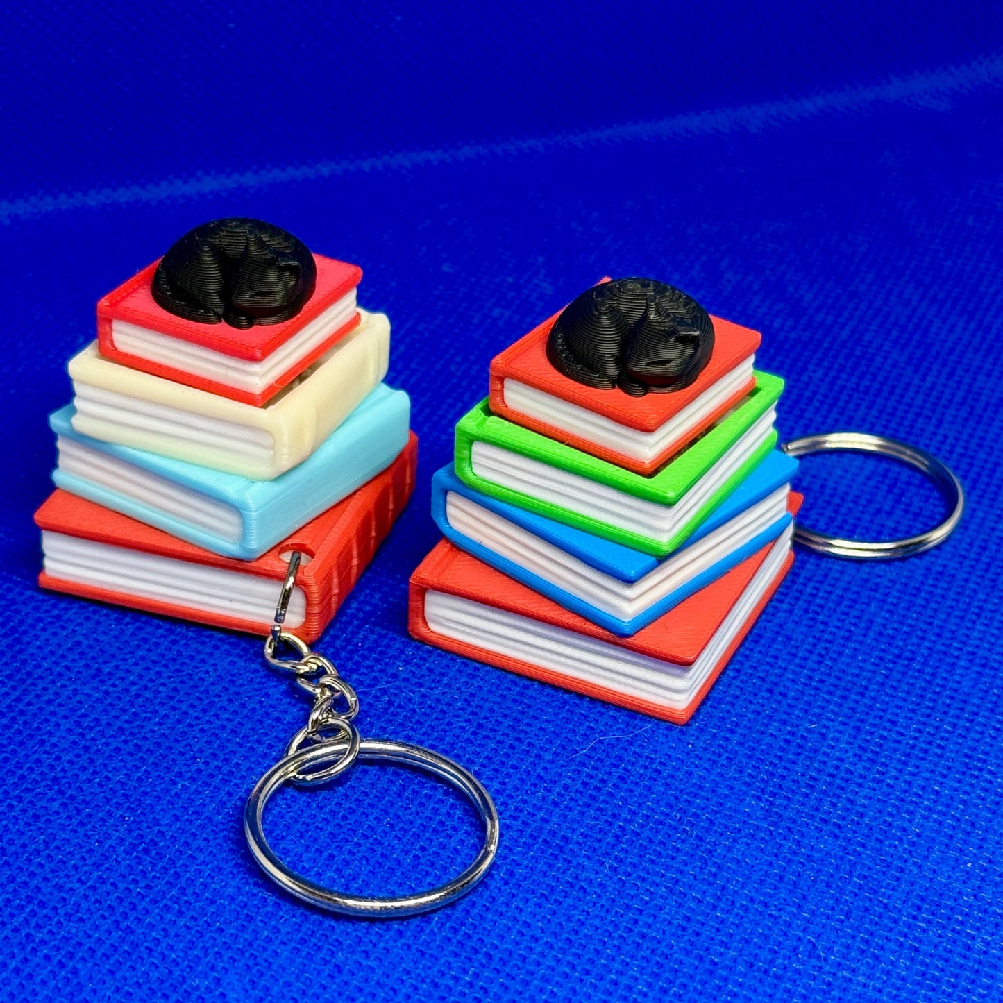 3D დაბეჭდილი წიგნები + კატა ქლიქერი ბრელოკი / 3D Printed Books + Black Cat Fidget Toy Keychain