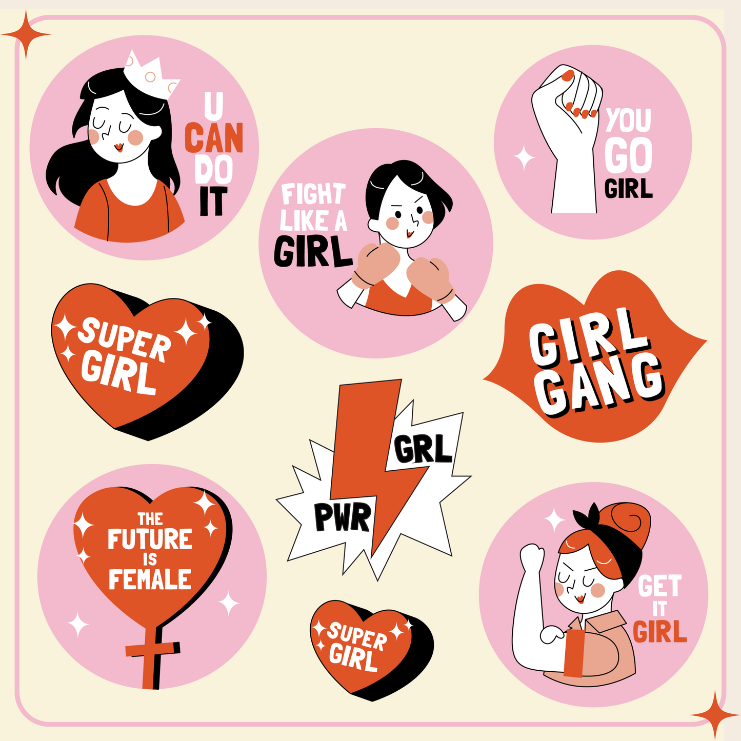 GRL PWR სტიკერების შეკვრა 9ც