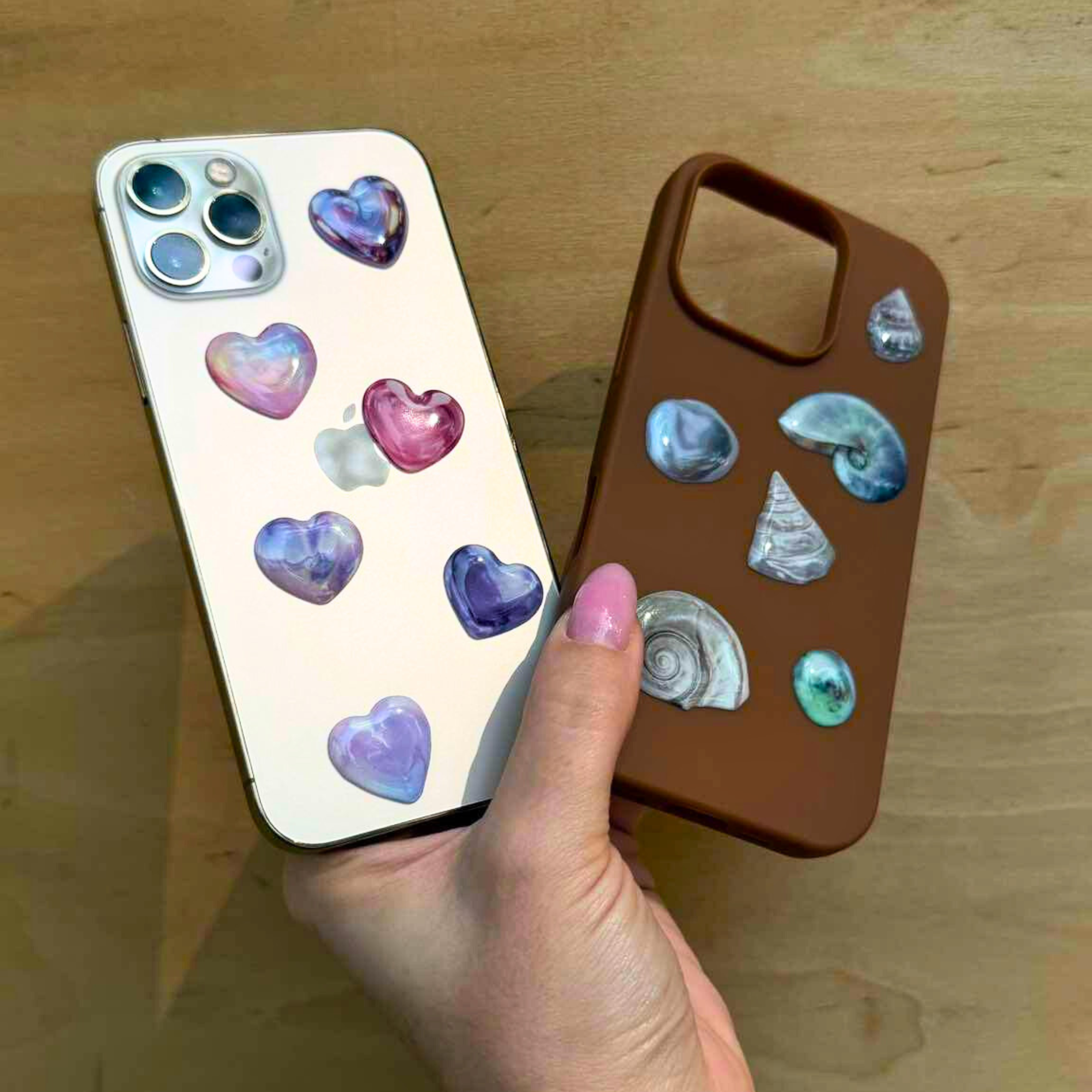 3D Glass Hearts sticker pack - მოცულობითი სტიკერების ნაკრები 6ც