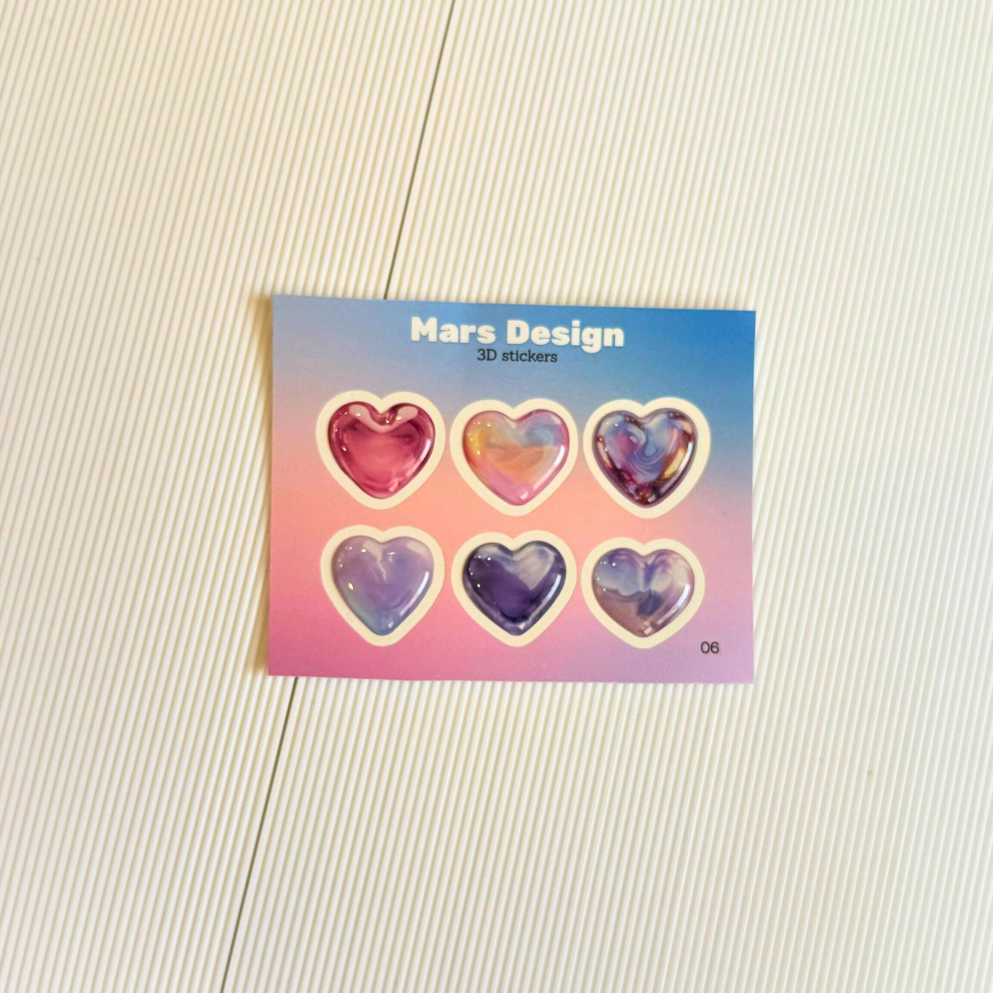 3D Glass Hearts sticker pack - მოცულობითი სტიკერების ნაკრები 6ც