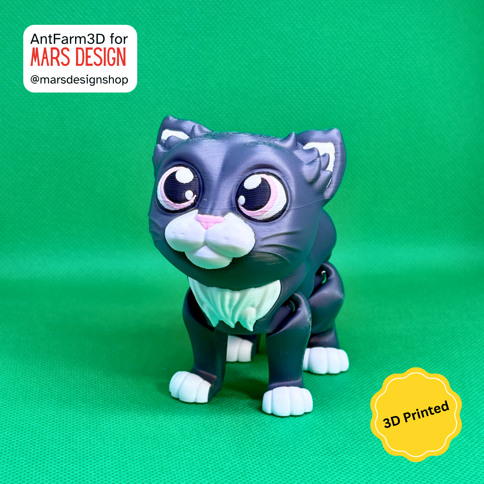 🐾 3D დაბეჭდილი ფლექსი სათამაშო კატა /  3D Printed Flexi Cat