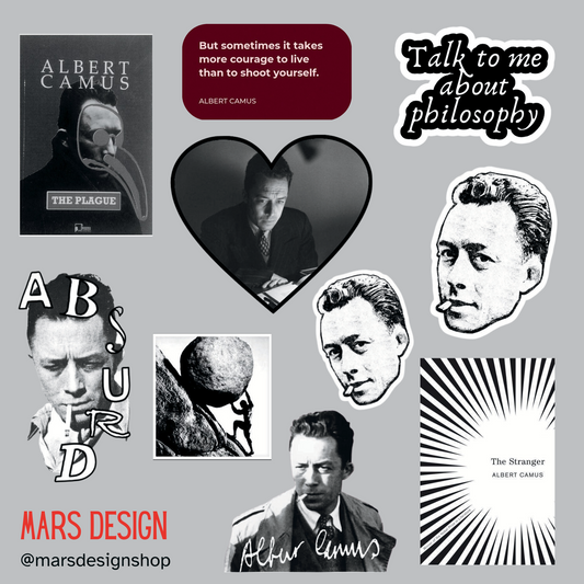 “Camus & The Absurd” ალბერტ კამიუ სტიკერების შეკვრა 10ც