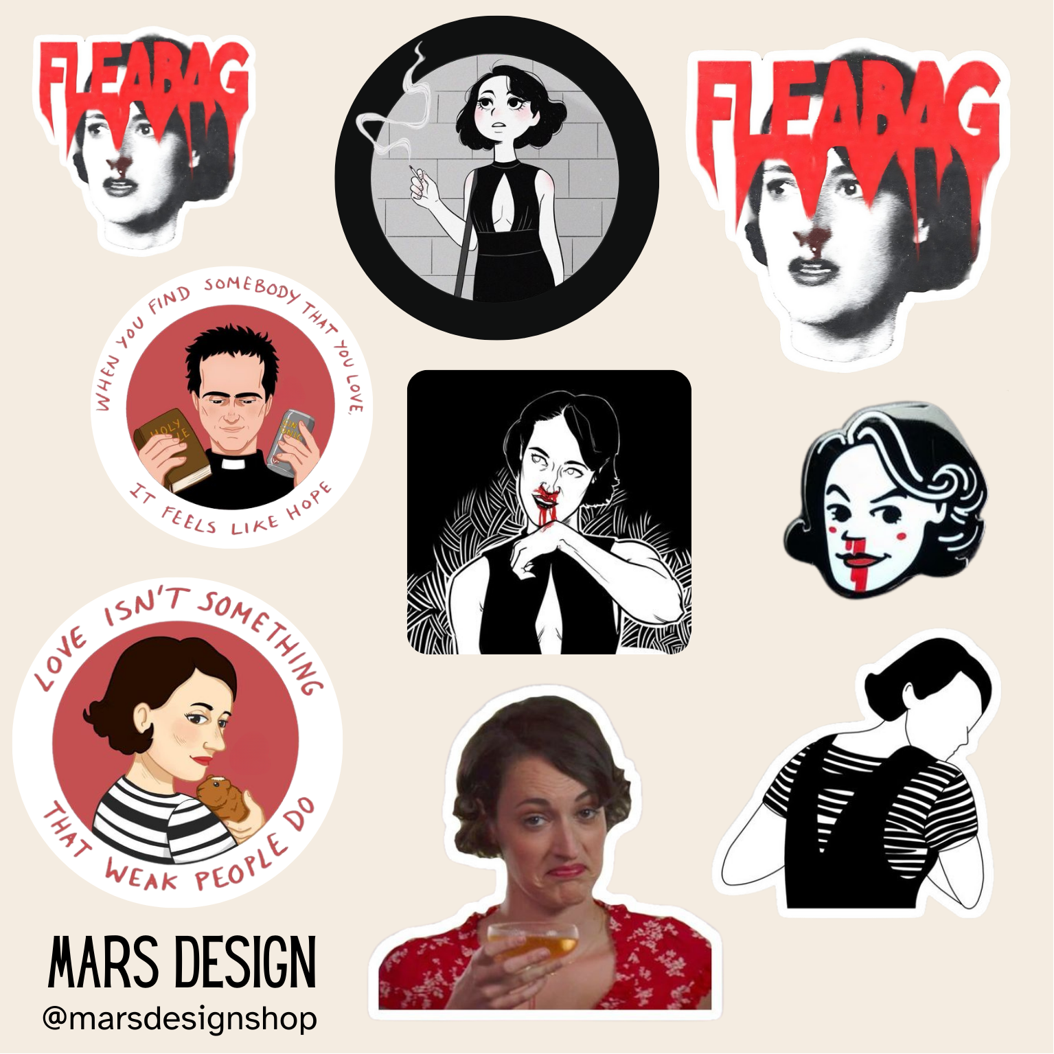 Fleabag სტიკერების შეკვრა