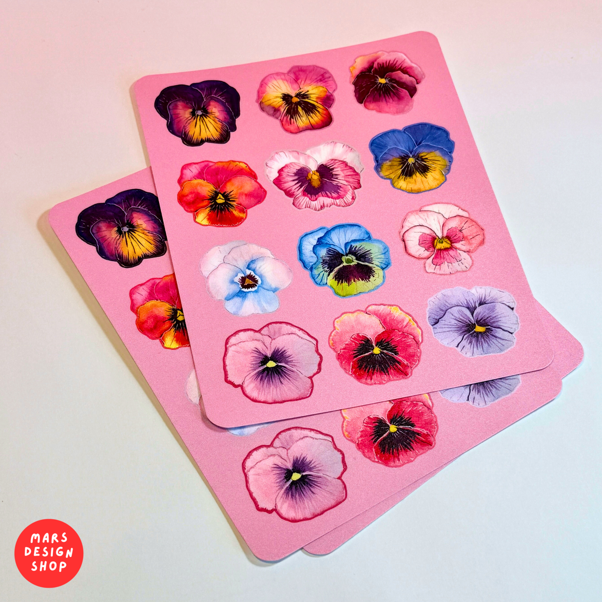 Flowers Violet vinyl Sticker Pack / ყვავილების იების ვინილის ლამინირებული სტიკერების ნაკრები