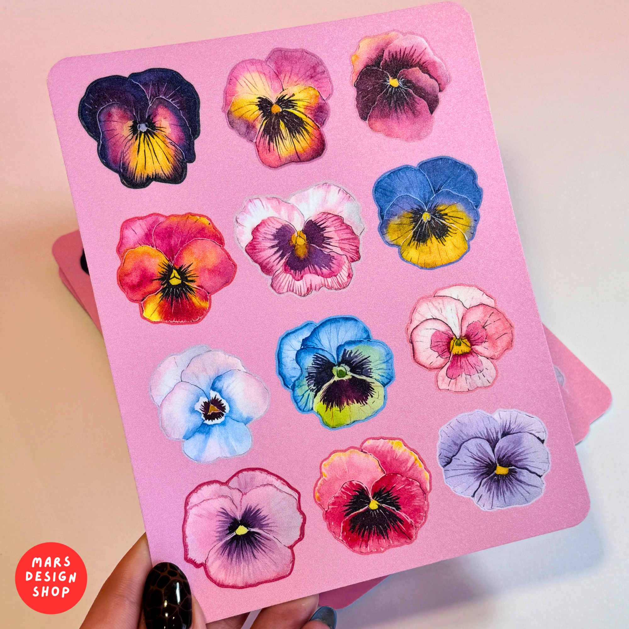 Flowers Violet vinyl Sticker Pack / ყვავილების იების ვინილის ლამინირებული სტიკერების ნაკრები