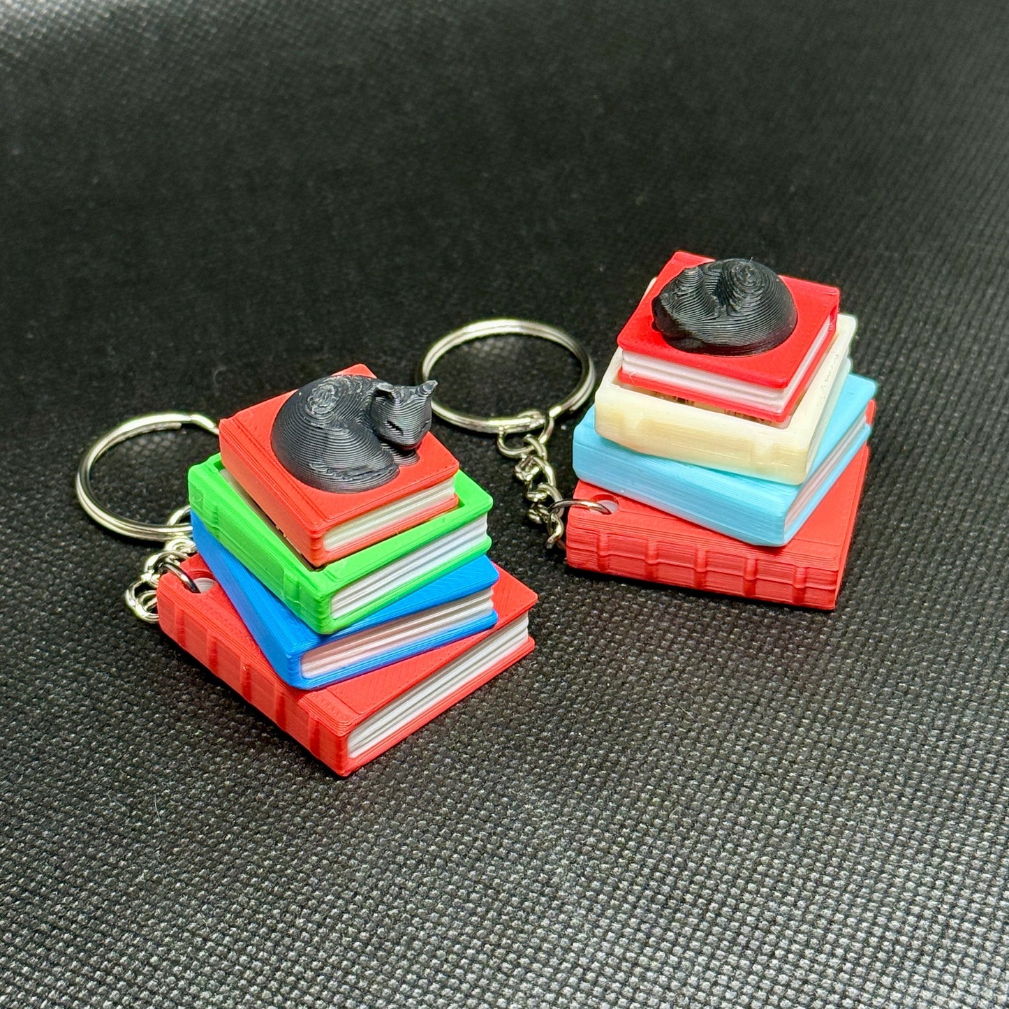 3D დაბეჭდილი წიგნები + კატა ქლიქერი ბრელოკი / 3D Printed Books + Black Cat Fidget Toy Keychain