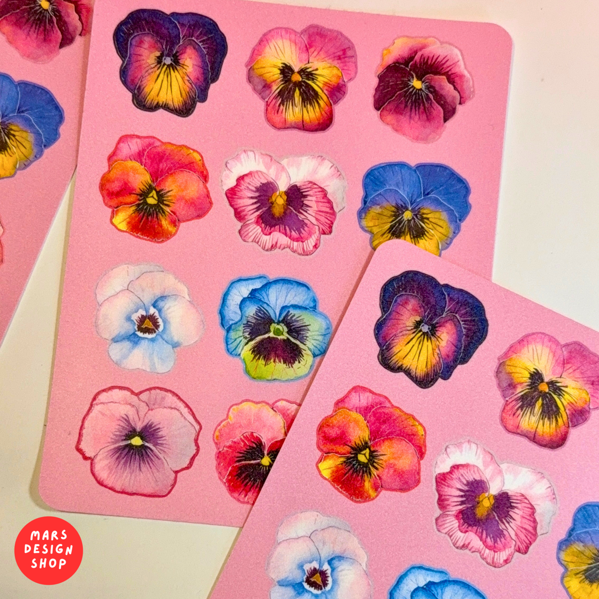 Flowers Violet vinyl Sticker Pack / ყვავილების იების ვინილის ლამინირებული სტიკერების ნაკრები