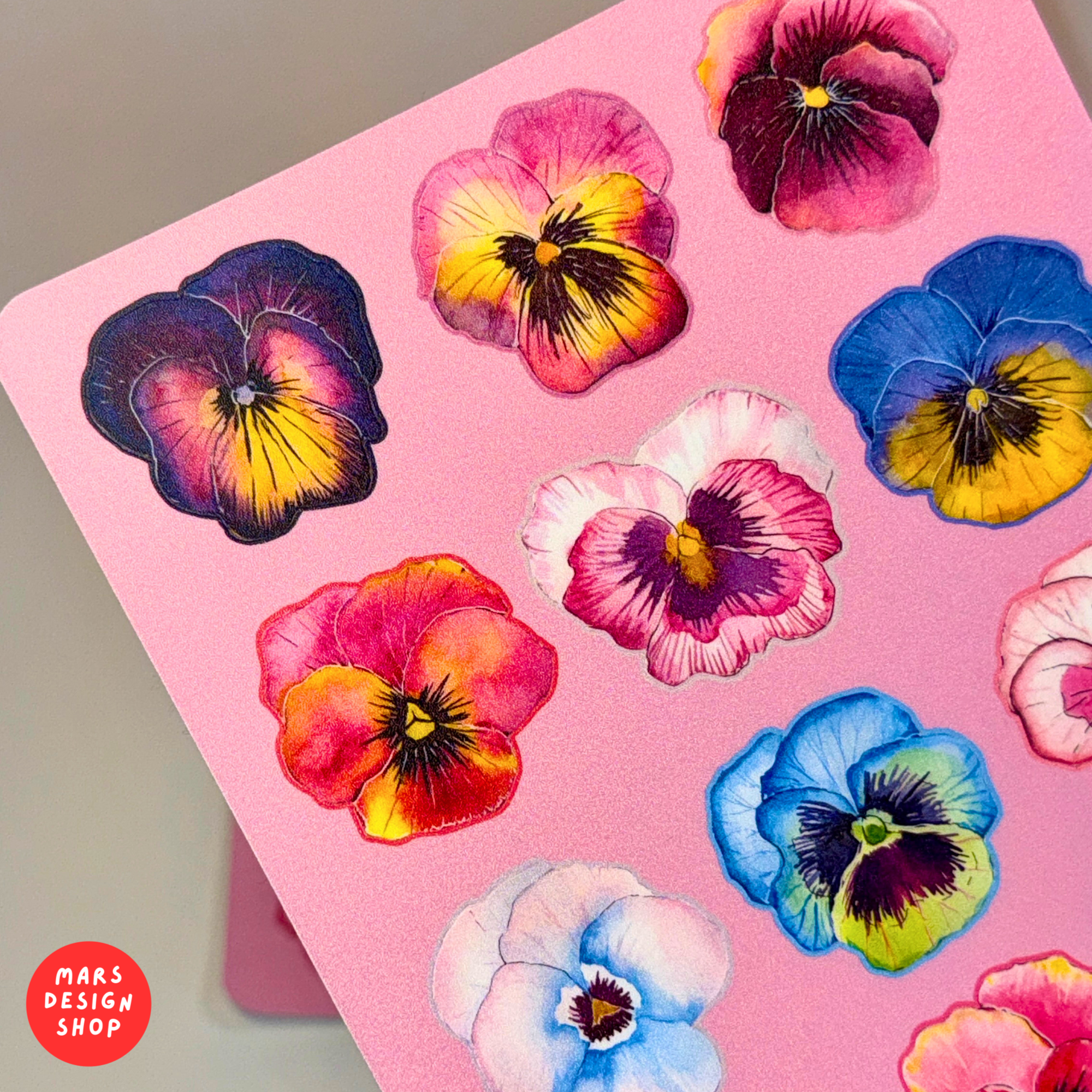 Flowers Violet vinyl Sticker Pack / ყვავილების იების ვინილის ლამინირებული სტიკერების ნაკრები