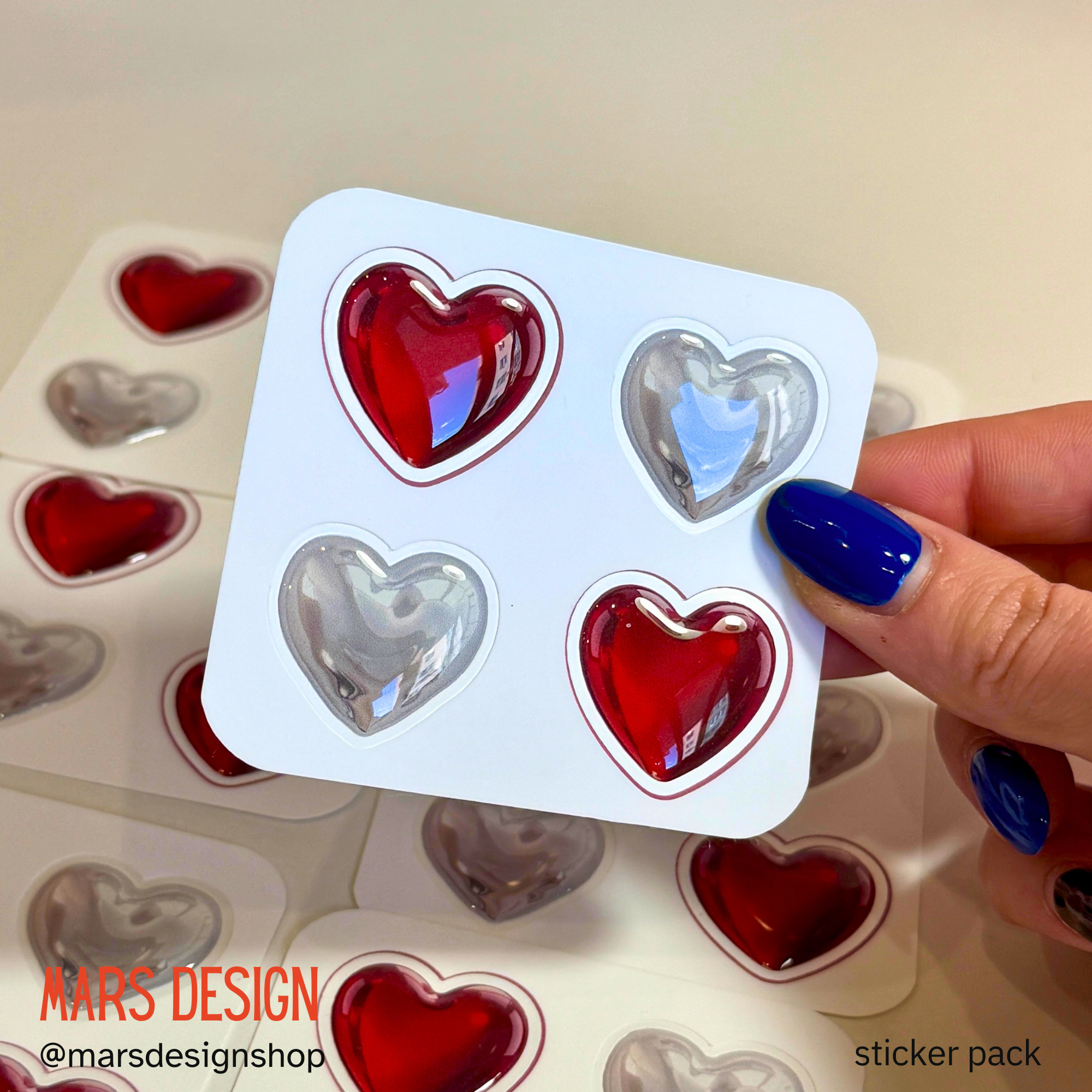 Stars & Hearts 3D sticker packs ვარსკვლავები & გულები მოცულობითი სტიკერების ნაკრები 6ც. (24ც. სტიკერი)