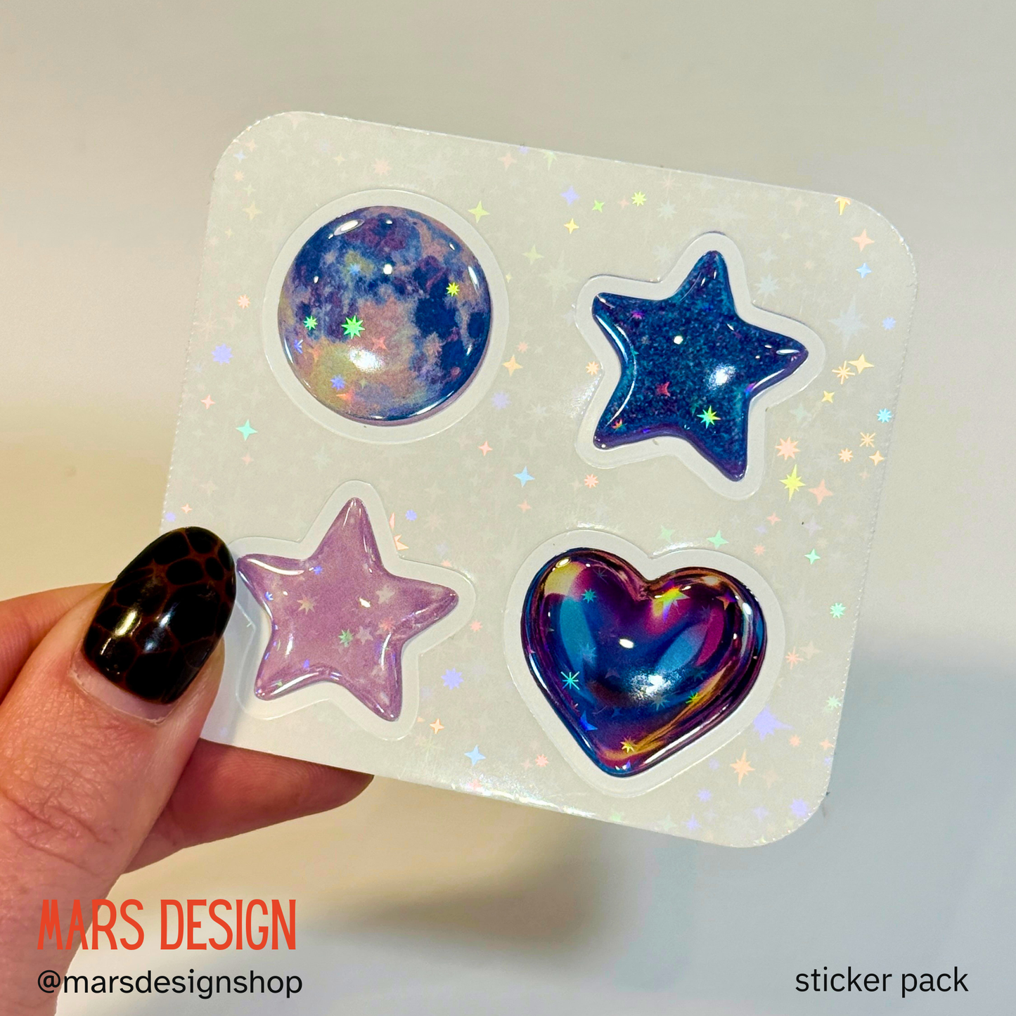 Stars & Hearts 3D sticker packs ვარსკვლავები & გულები მოცულობითი სტიკერების ნაკრები 6ც. (24ც. სტიკერი)