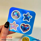 Stars & Hearts 3D sticker packs ვარსკვლავები & გულები მოცულობითი სტიკერების ნაკრები 6ც. (24ც. სტიკერი)
