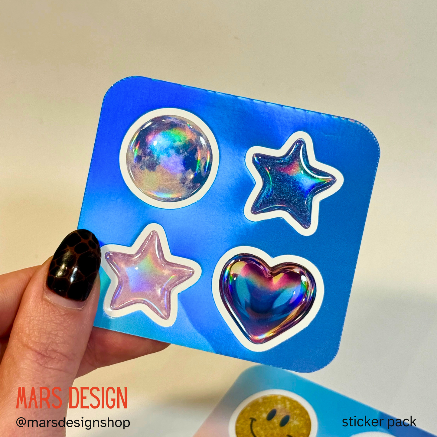Stars & Hearts 3D sticker packs ვარსკვლავები & გულები მოცულობითი სტიკერების ნაკრები 6ც. (24ც. სტიკერი)