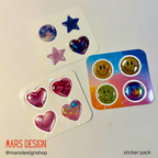 Stars & Hearts 3D sticker packs ვარსკვლავები & გულები მოცულობითი სტიკერების ნაკრები 6ც. (24ც. სტიკერი)