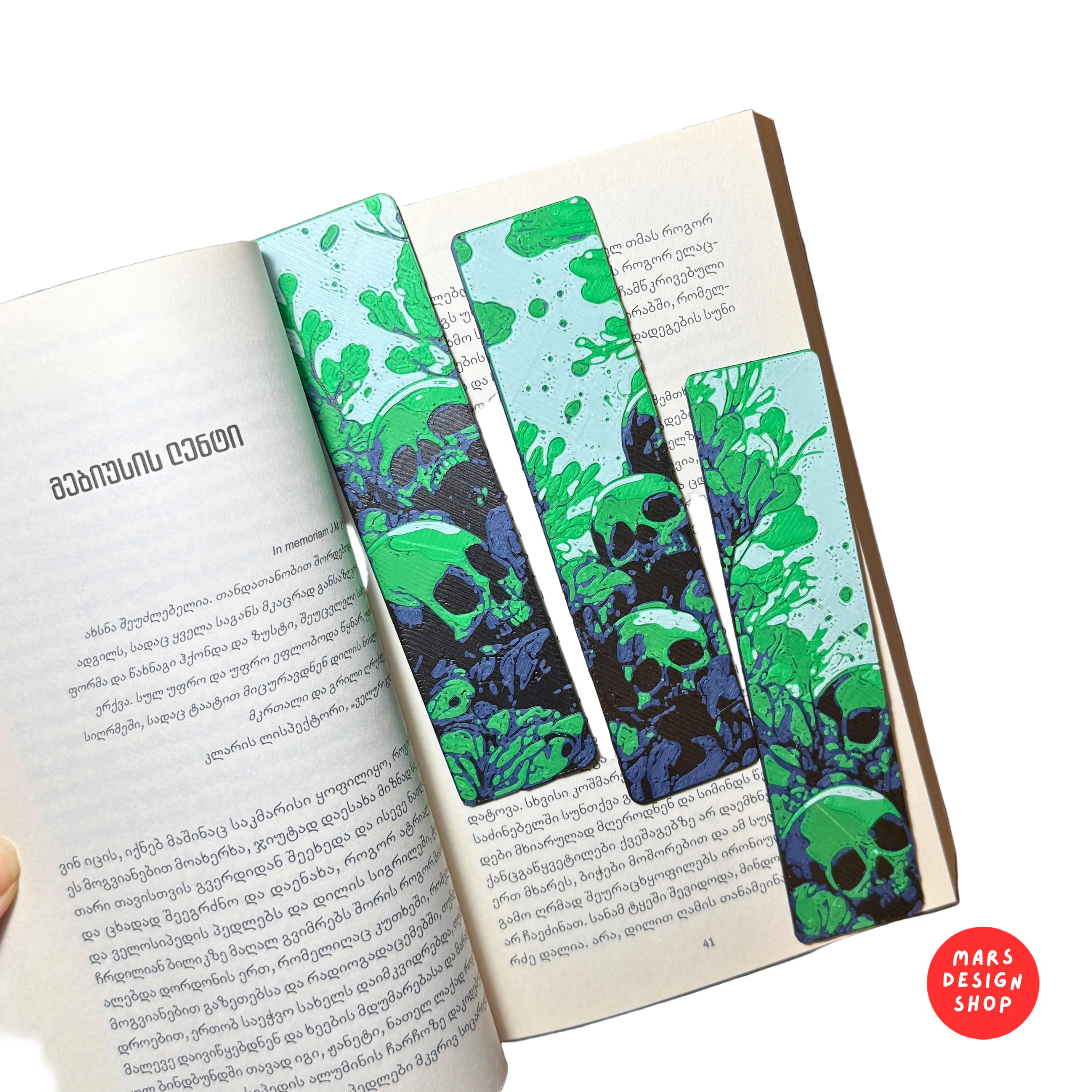 3D დაბეჭდილი სანიშნები 3ც. ჩონჩხები / 3D Printed Bookmarks 3pcs. Skulls