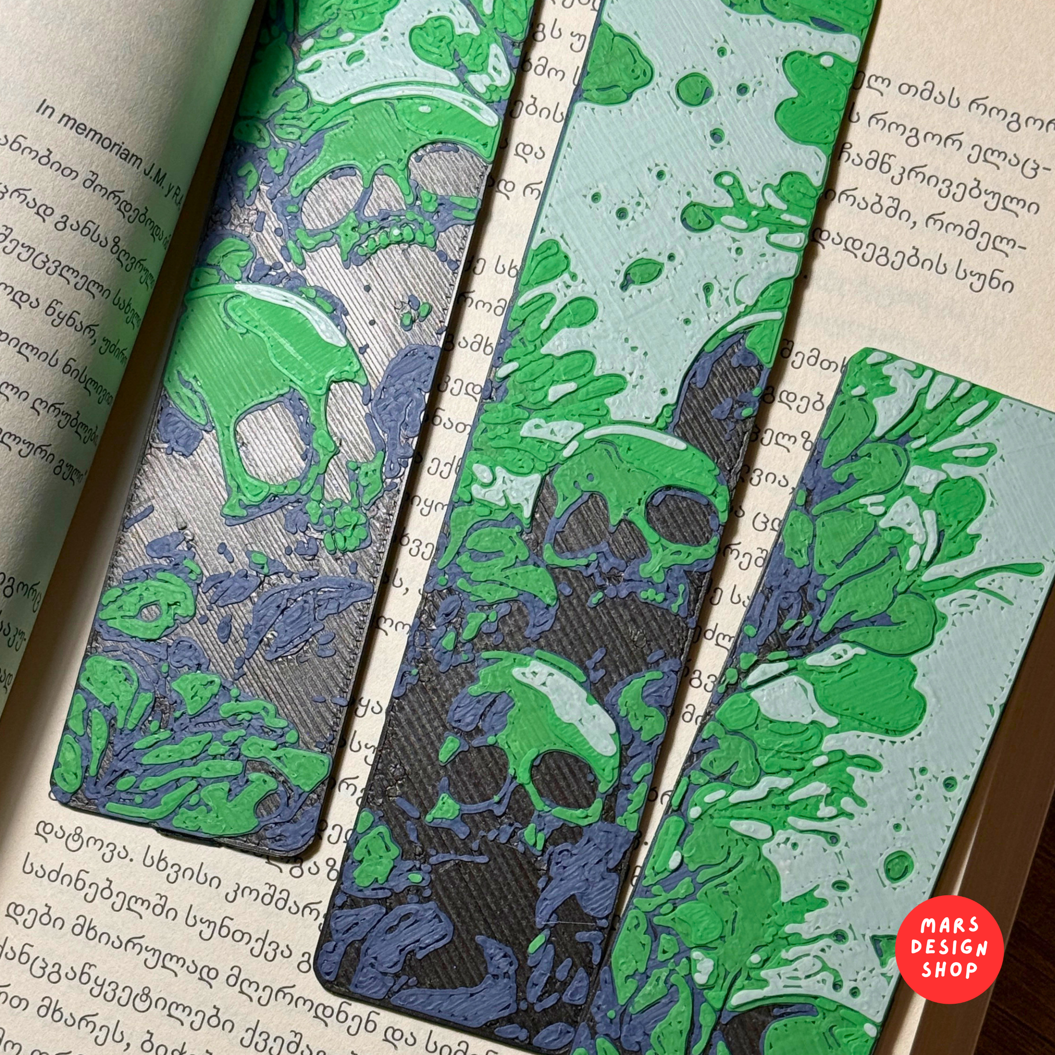 3D დაბეჭდილი სანიშნები 3ც. ჩონჩხები / 3D Printed Bookmarks 3pcs. Skulls