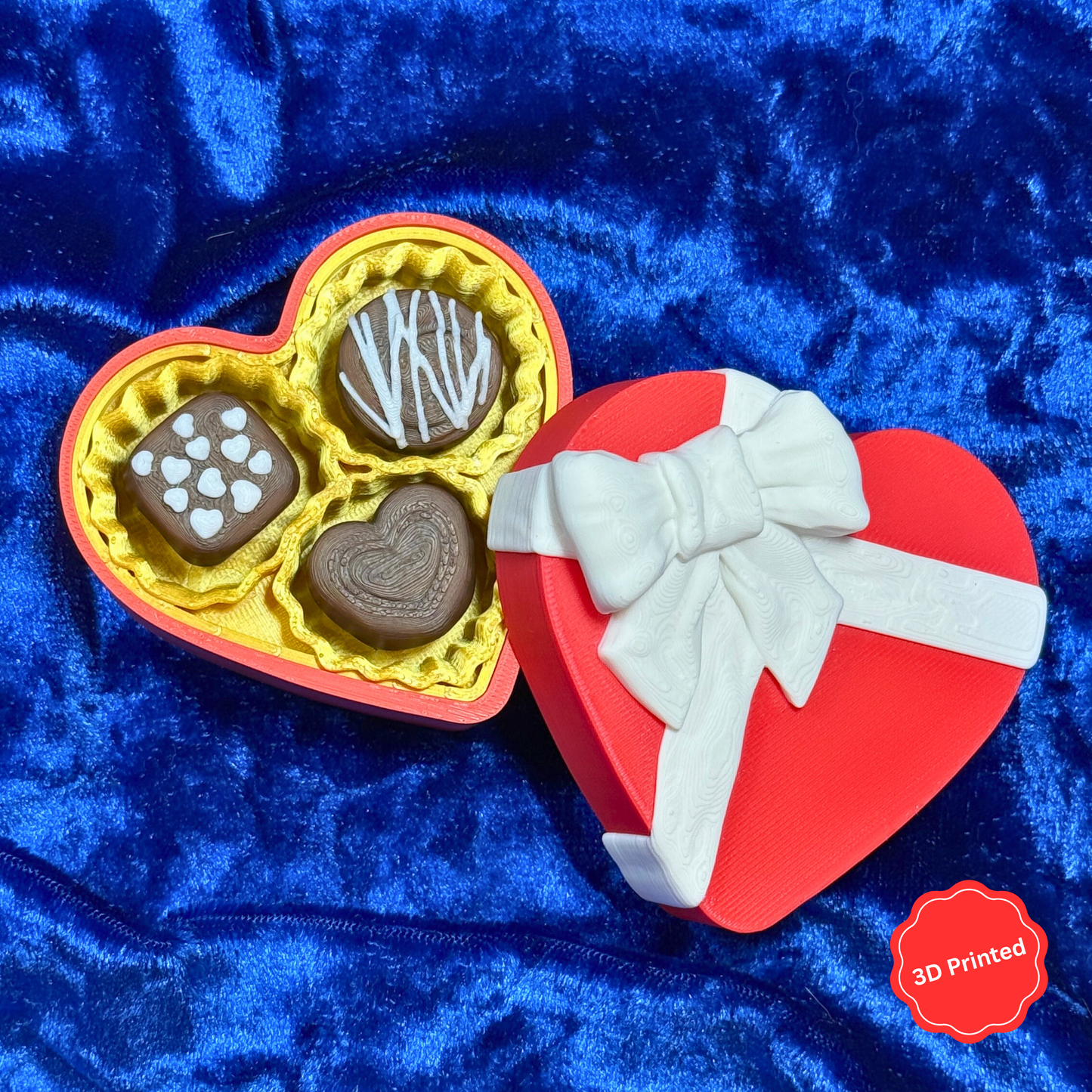 💝 3D დაბეჭდილი შოკოლადის ქლიქერები გულის ფორმის ყუთში წითელი / 3D Printed Chocolate clickers in Heart shaped box Red