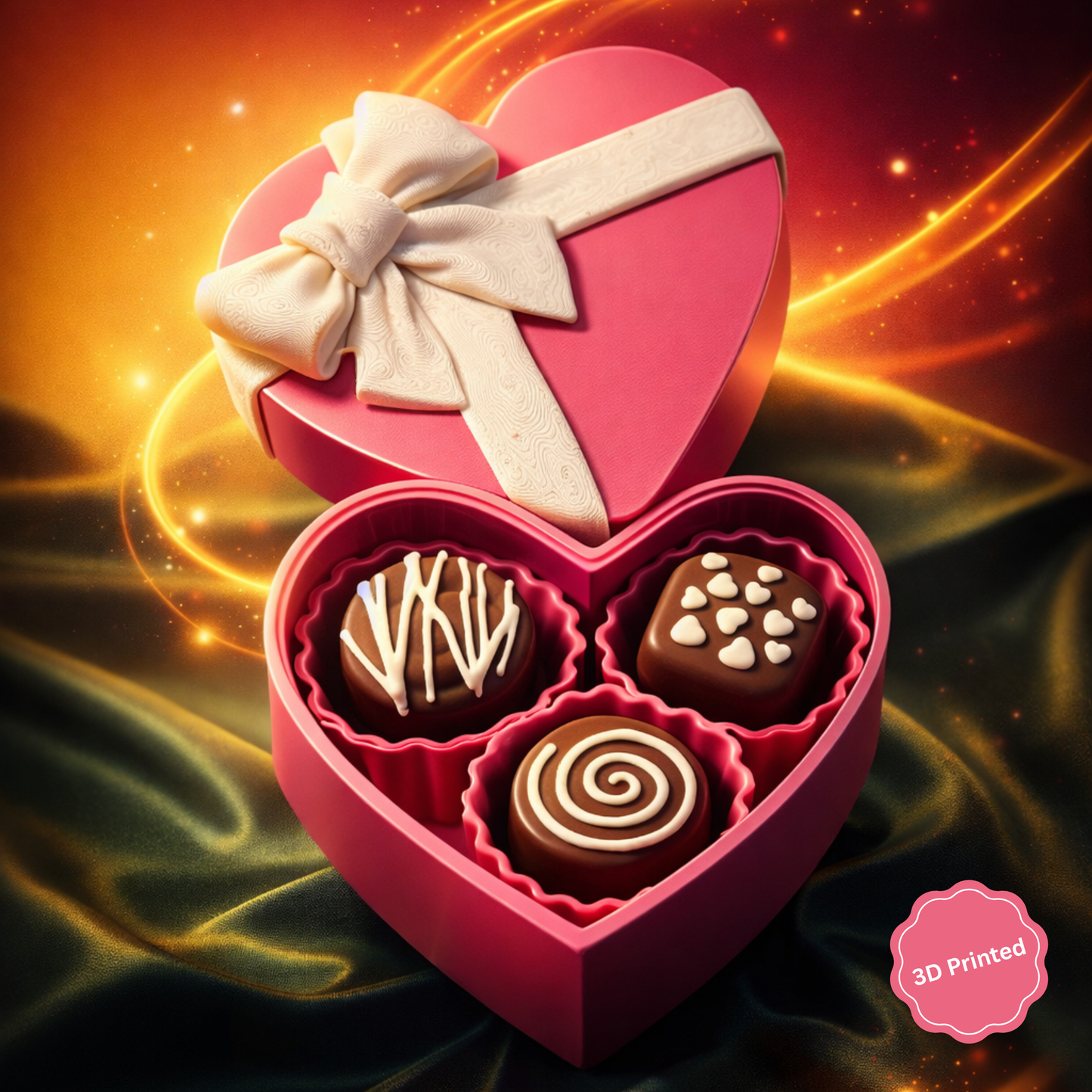 💝 3D დაბეჭდილი შოკოლადის ქლიქერები გულის ფორმის ყუთში ვარდისფერი / 3D Printed Chocolate clickers in Heart shaped box Pink