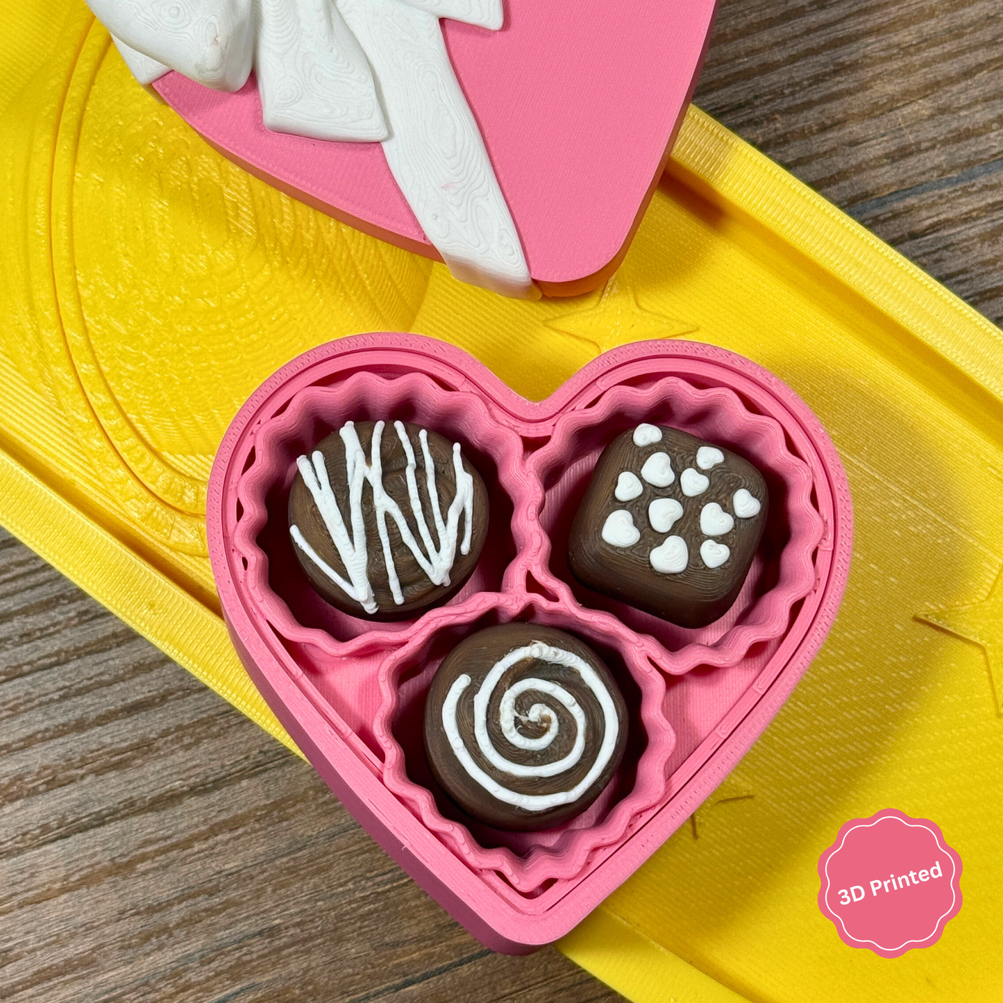 💝 3D დაბეჭდილი შოკოლადის ქლიქერები გულის ფორმის ყუთში ვარდისფერი / 3D Printed Chocolate clickers in Heart shaped box Pink