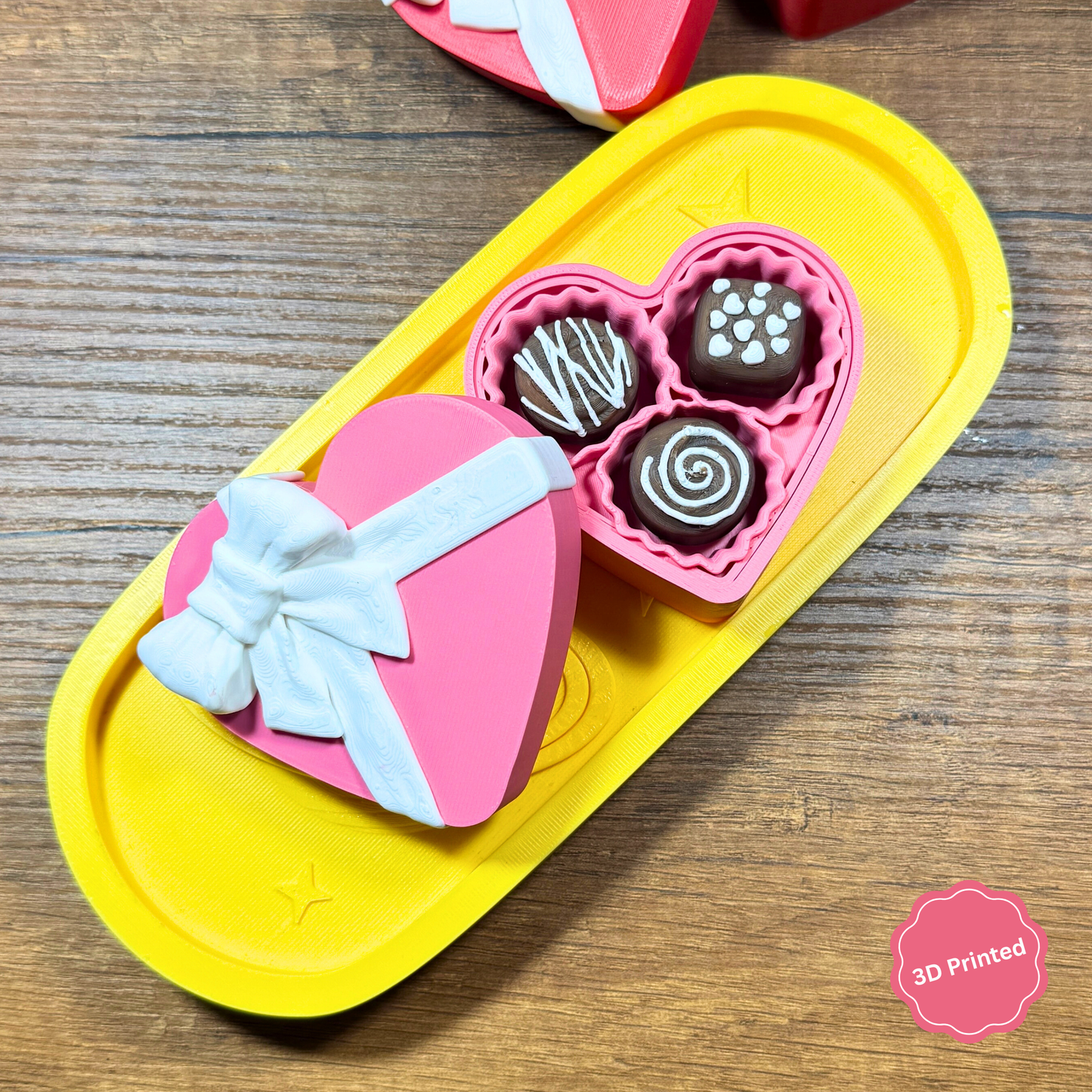 💝 3D დაბეჭდილი შოკოლადის ქლიქერები გულის ფორმის ყუთში ვარდისფერი / 3D Printed Chocolate clickers in Heart shaped box Pink