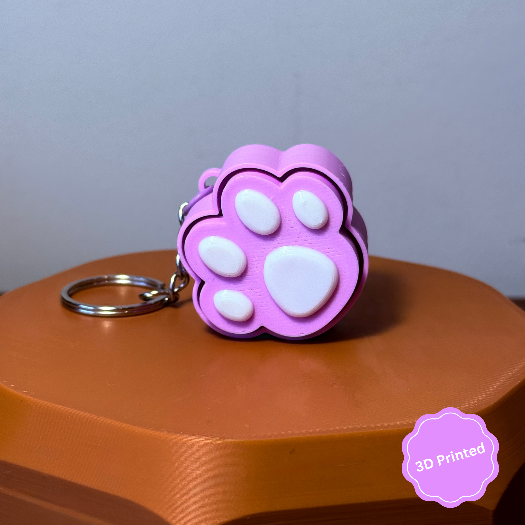 🐾 3D დაბეჭდილი თათი ქლიქერი ბრელოკი / 3D Printed Paw Fidget Toy Keychain