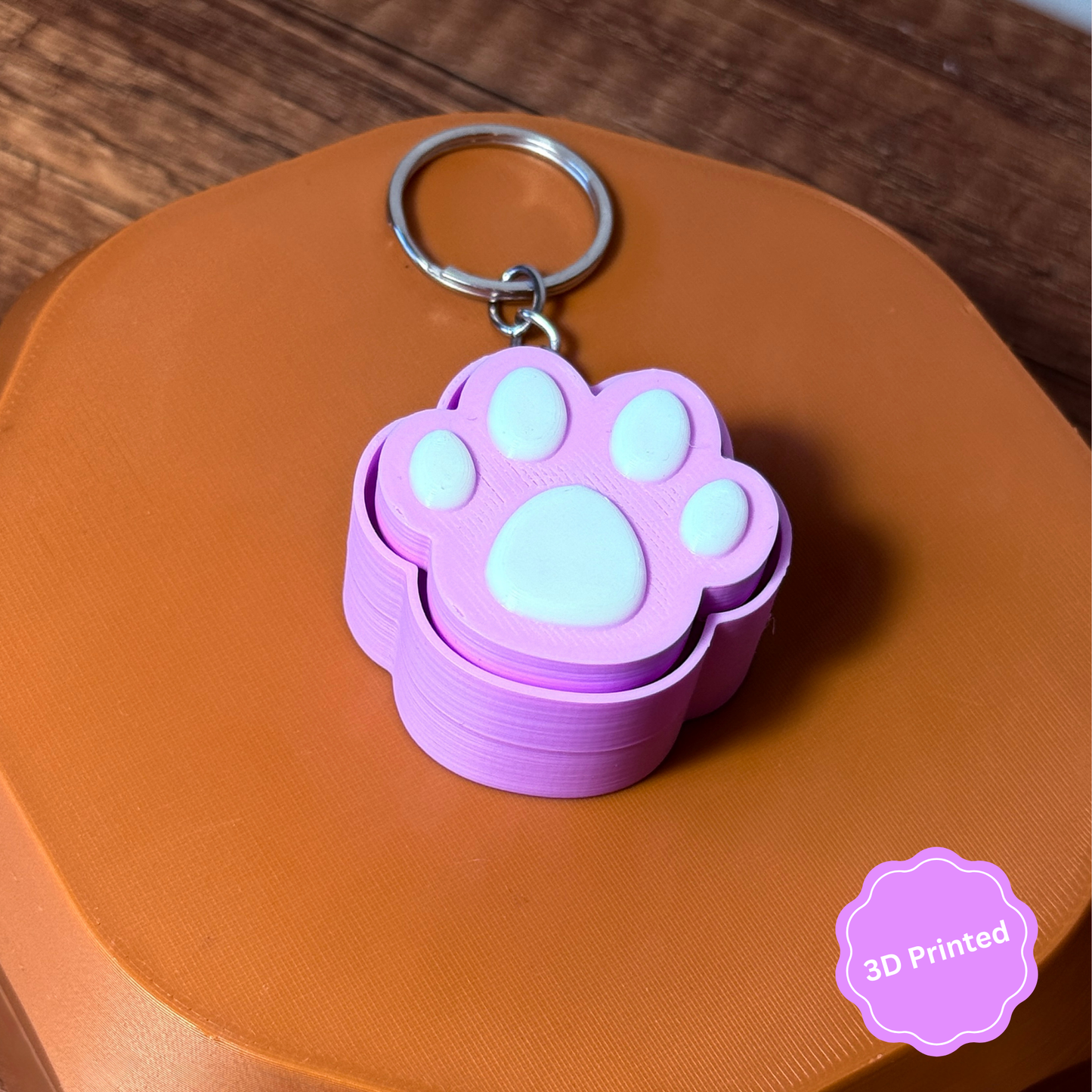 🐾 3D დაბეჭდილი თათი ქლიქერი ბრელოკი / 3D Printed Paw Fidget Toy Keychain