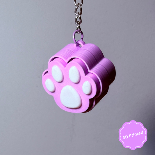 🐾 3D დაბეჭდილი თათი ქლიქერი ბრელოკი / 3D Printed Paw Fidget Toy Keychain