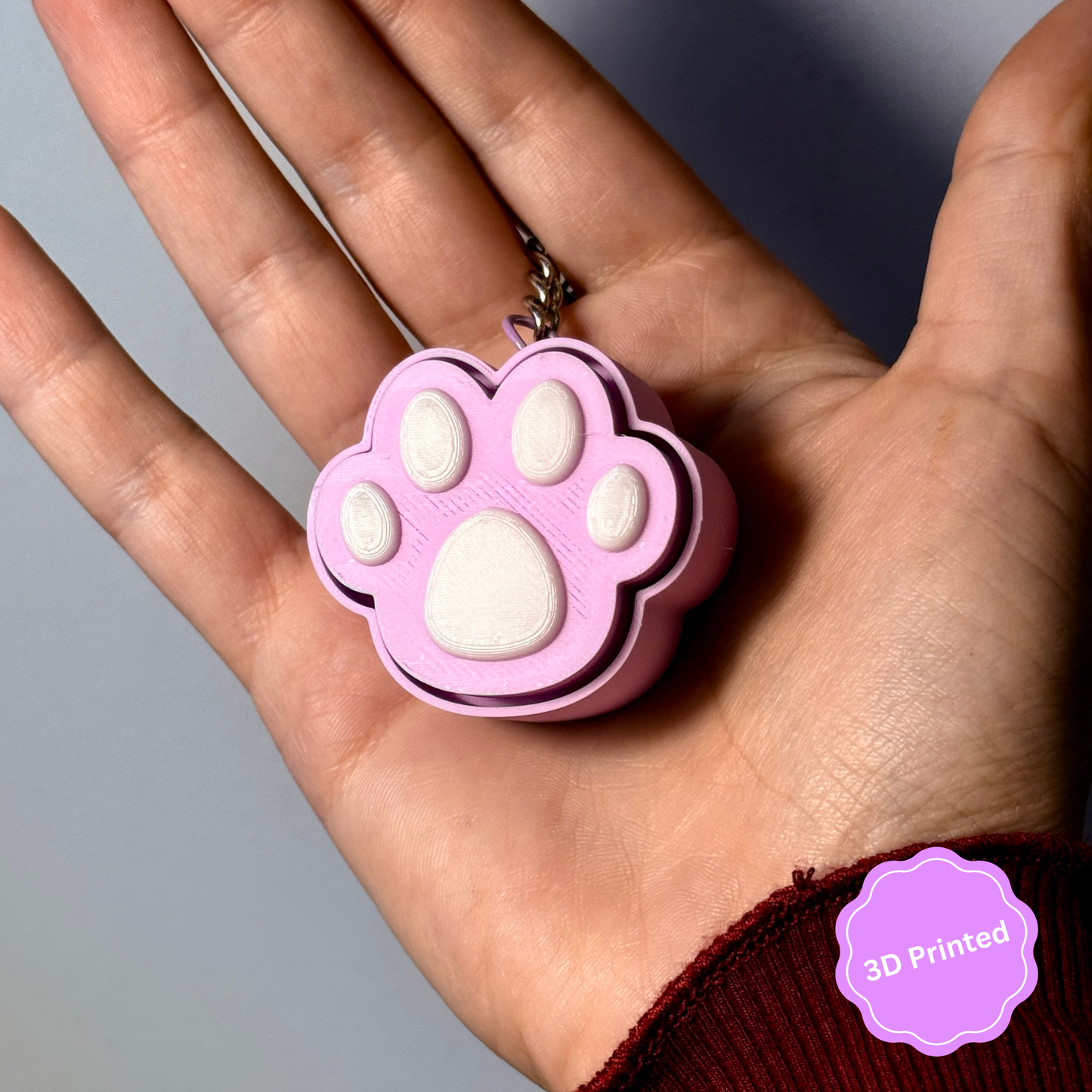 🐾 3D დაბეჭდილი თათი ქლიქერი ბრელოკი / 3D Printed Paw Fidget Toy Keychain