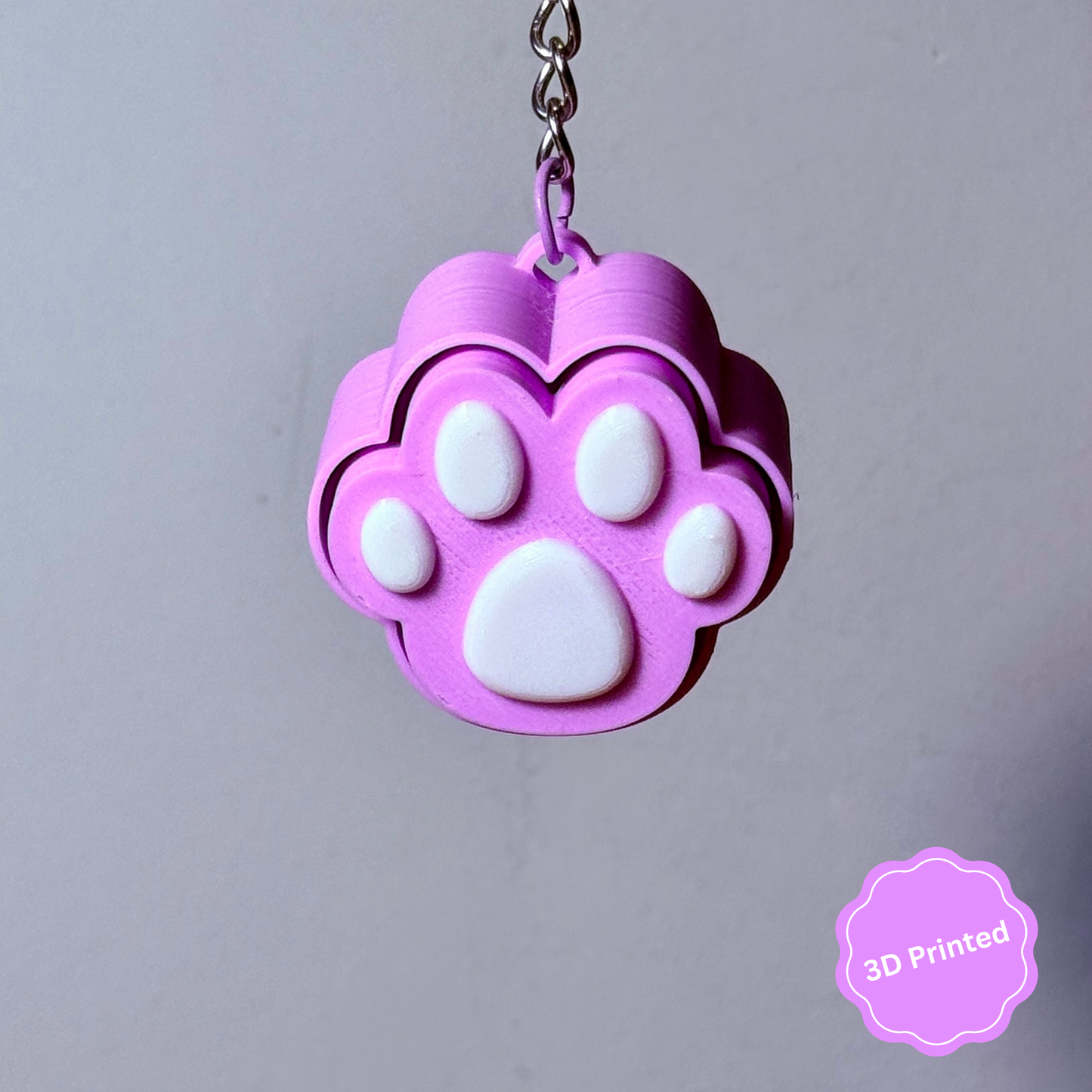 🐾 3D დაბეჭდილი თათი ქლიქერი ბრელოკი / 3D Printed Paw Fidget Toy Keychain