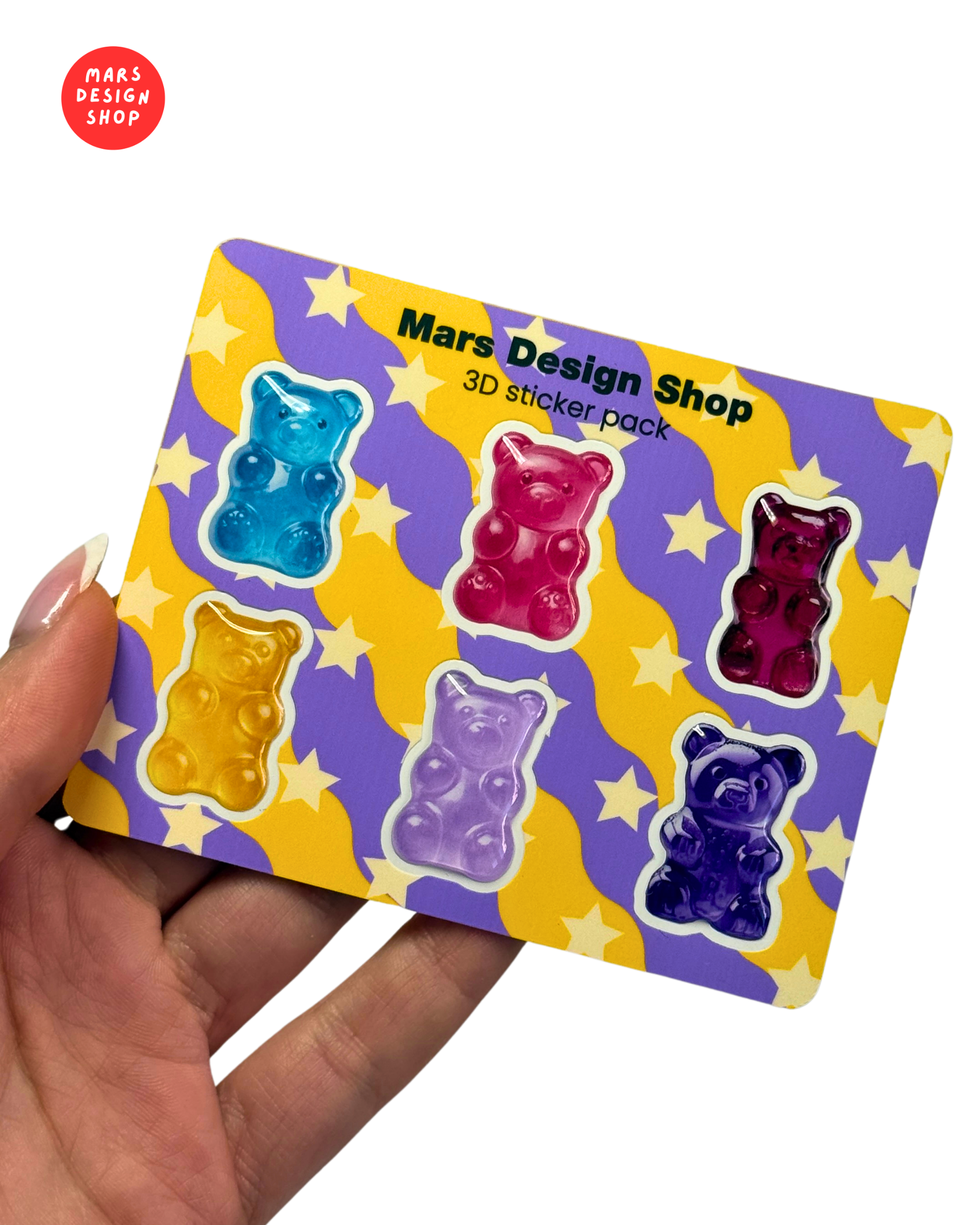 3D Jelly Bears sticker pack - ჟელიბონები მოცულობითი სტიკერების ნაკრები 6ც