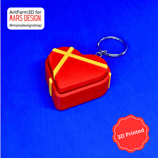 3D Printed გული ქლიქერი ბრელოკი / Heart Shaped Fidget Toy Keychain - Red