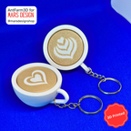 3D Printed კაპუჩინო ქლიქერი ბრელოკი / Cappuccino Fidget Clicker Keychain
