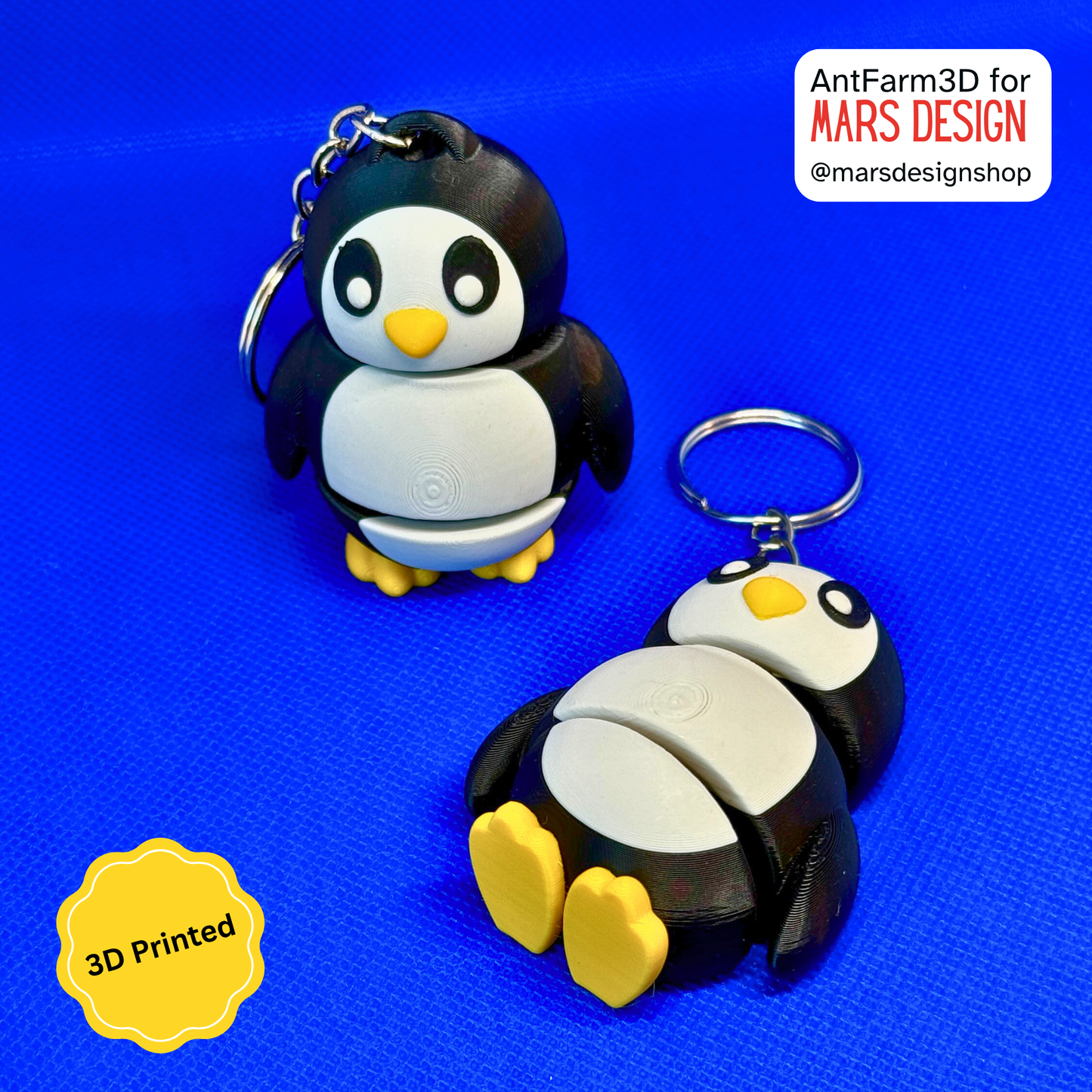 3D Printed პინგვინი ბრელოკი / Penguin Keychain