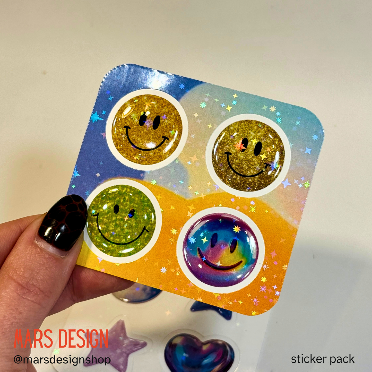 Stars & Hearts 3D sticker packs ვარსკვლავები & გულები მოცულობითი სტიკერების ნაკრები 6ც. (24ც. სტიკერი)