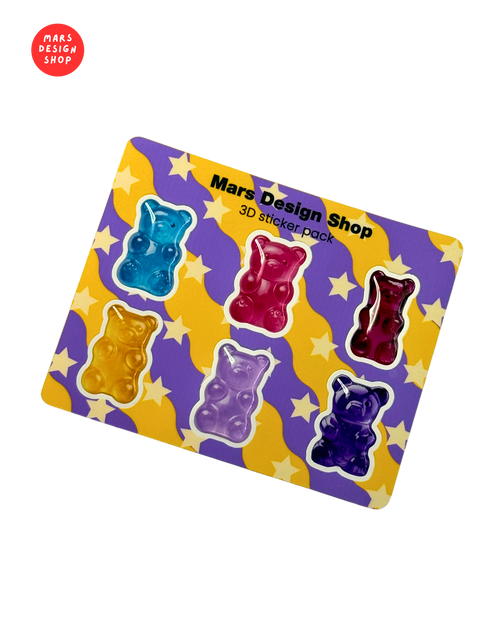 3D Jelly Bears sticker pack - ჟელიბონები მოცულობითი სტიკერების ნაკრები 6ც