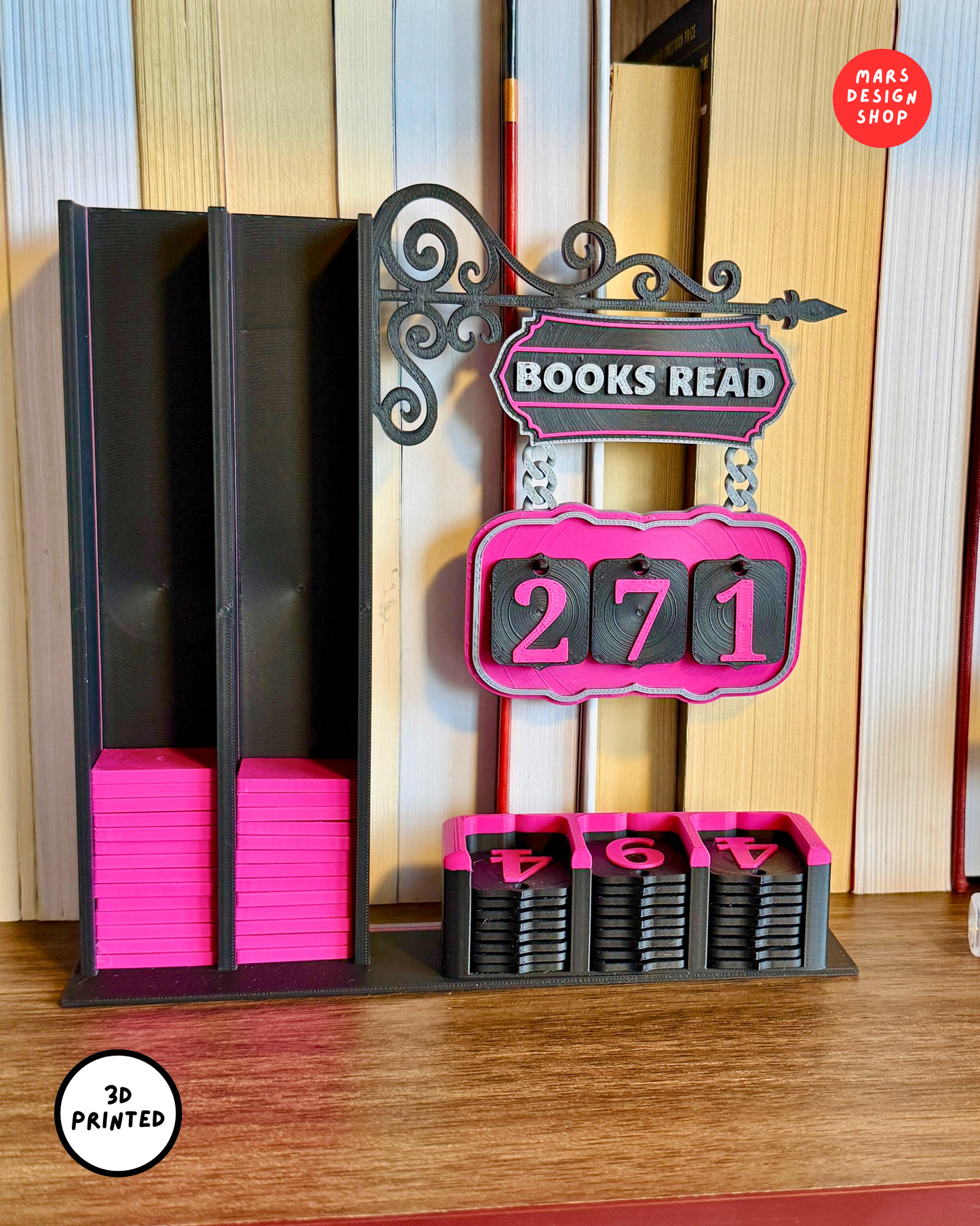 📚 3D დაბეჭდილი წაკითხული წიგნის მთვლელი / 3D Printed Book Tracker