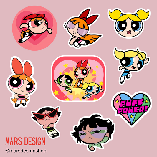 The Powerpuff Girls სტიკერების შეკვრა 9ც
