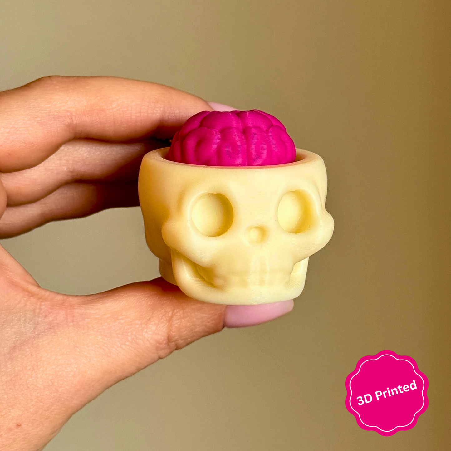 🧠 3D დაბეჭდილი თავის ქალა/ტვინი ქლიქერი ბრელოკი / 3D Printed Skull/Brain Fidget Toy Keychain