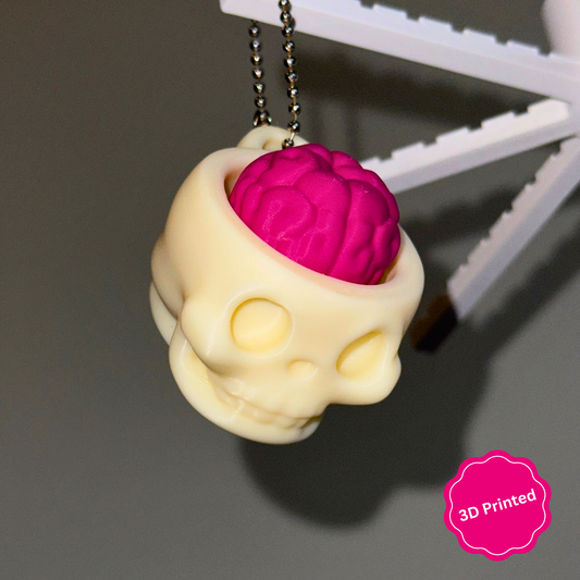 🧠 3D დაბეჭდილი თავის ქალა/ტვინი ქლიქერი ბრელოკი / 3D Printed Skull/Brain Fidget Toy Keychain