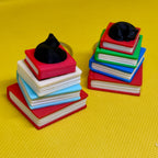 3D დაბეჭდილი წიგნები + კატა ქლიქერი ბრელოკი / 3D Printed Books + Black Cat Fidget Toy Keychain