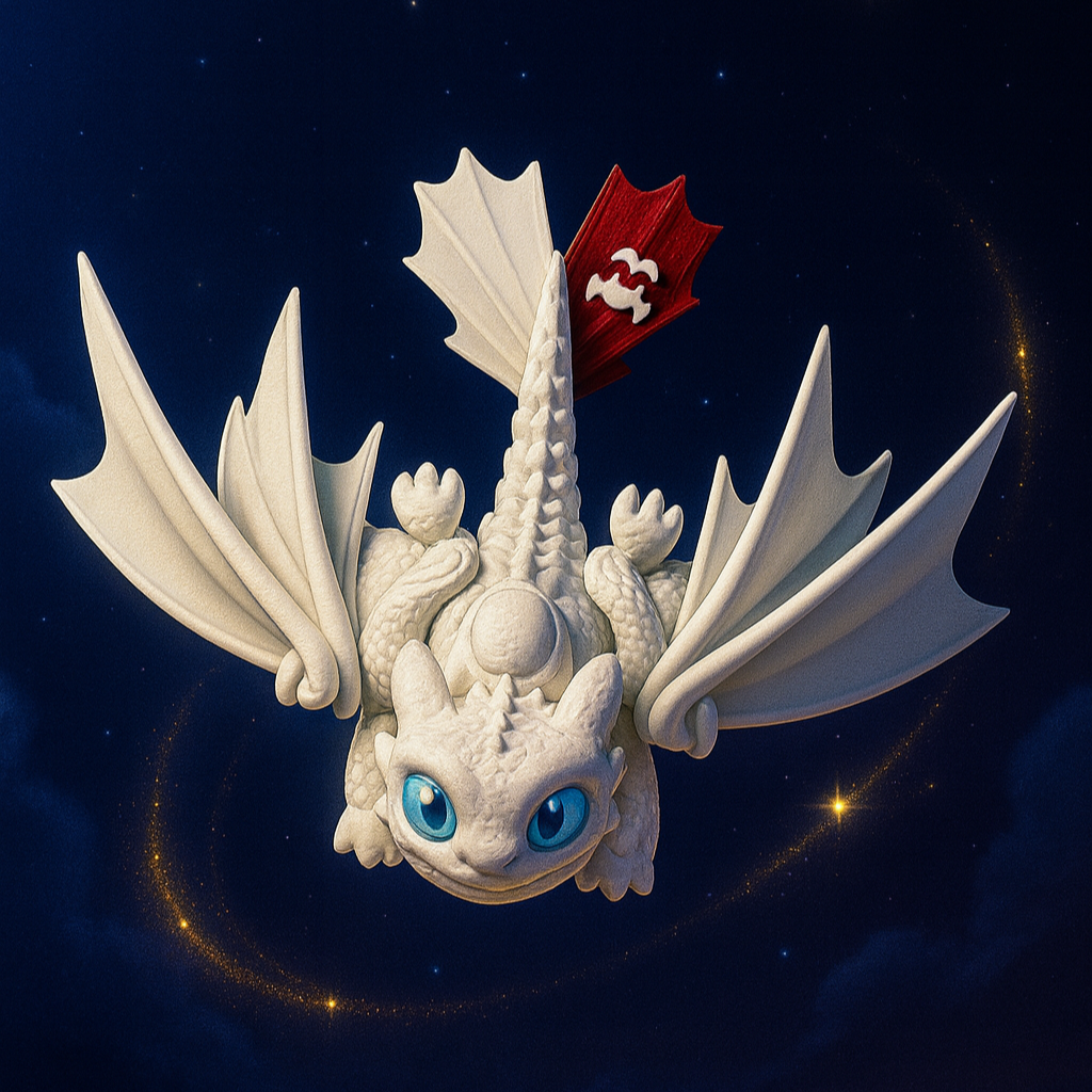 🔥 3D დაბეჭდილი უკბილო დრაკონი თეთრი /  3D Printed Toothless Dragon White